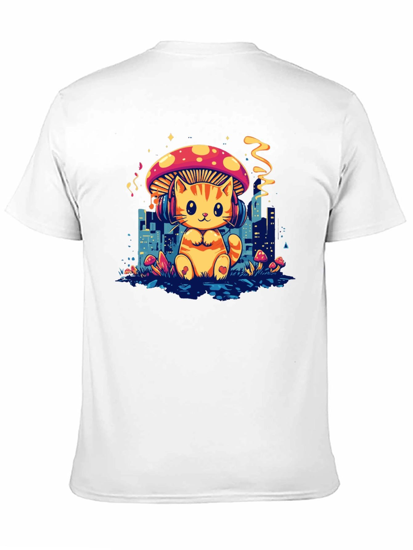 Black Cat Mushroom Black T-Shirt view 11