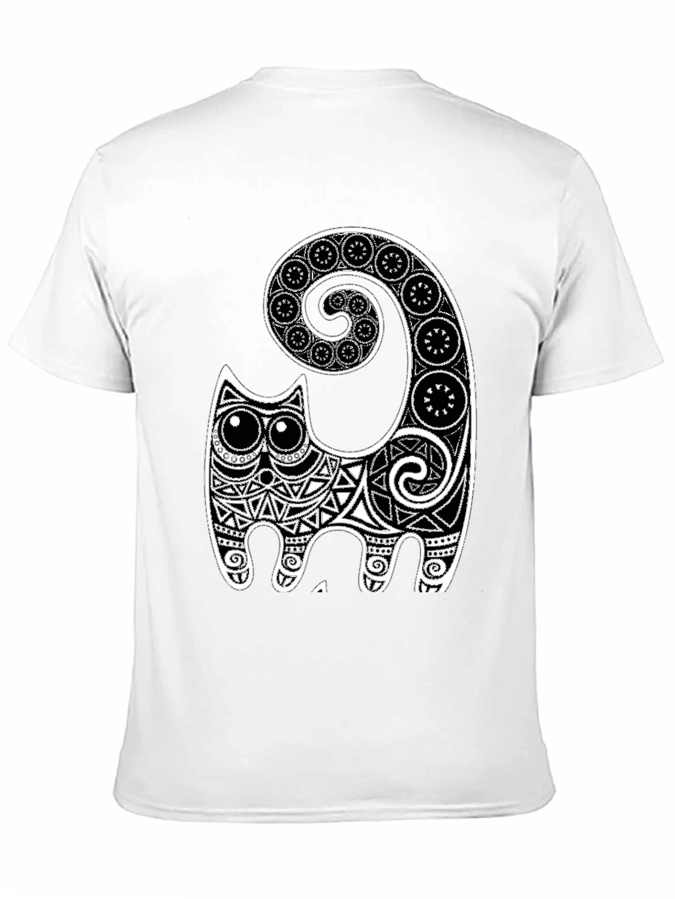Black Tribal Cat Graphic Tee - Black view 11