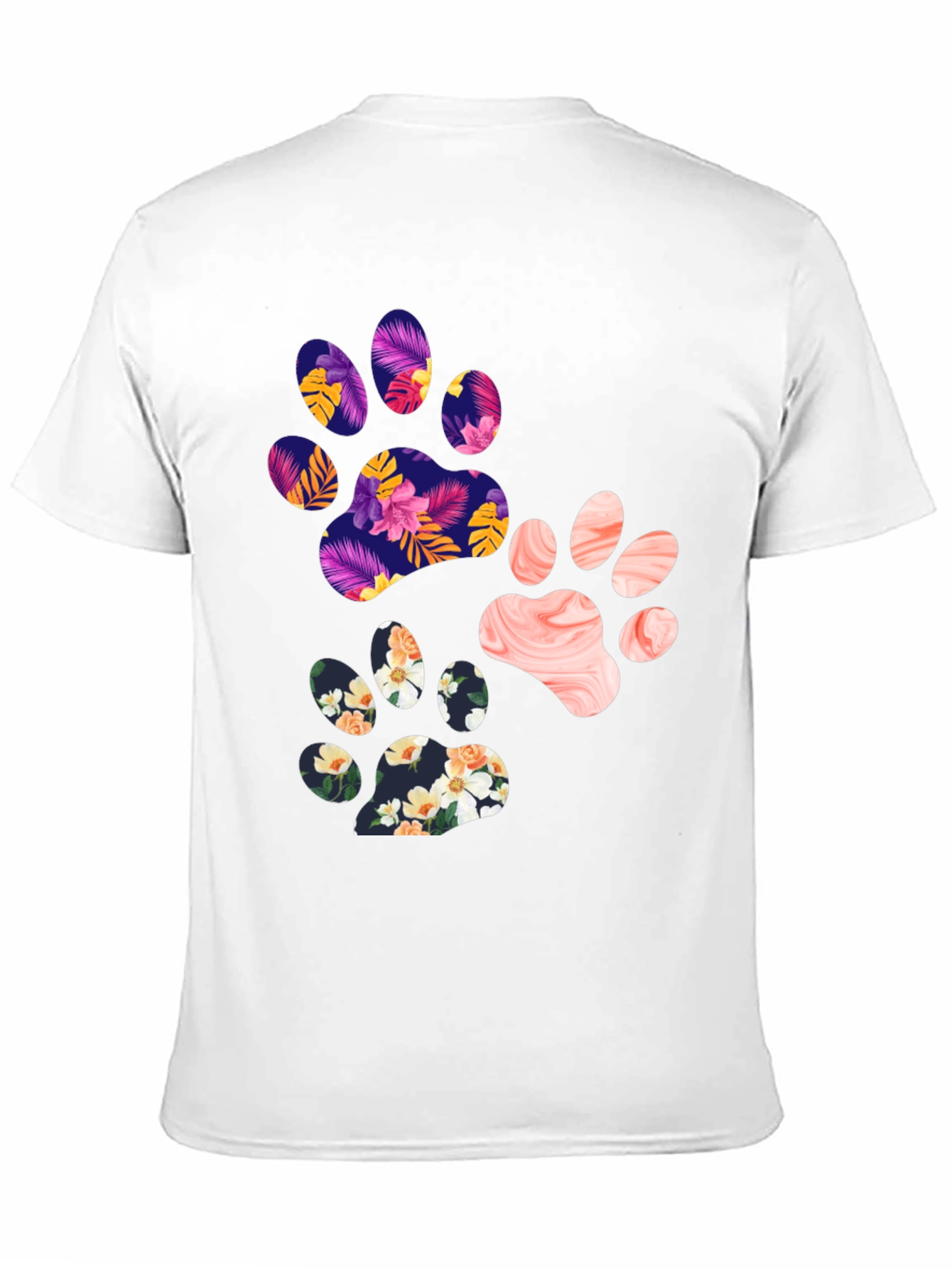 Black Floral Paw Print Graphic Tee - Unisex view 11