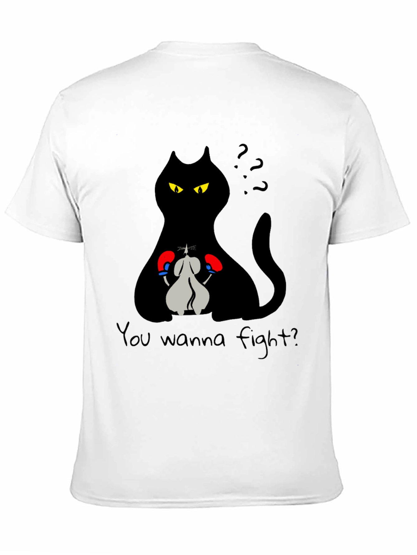 Black Funny Cat Boxing Match T-Shirt - You Wanna Fight? view 11