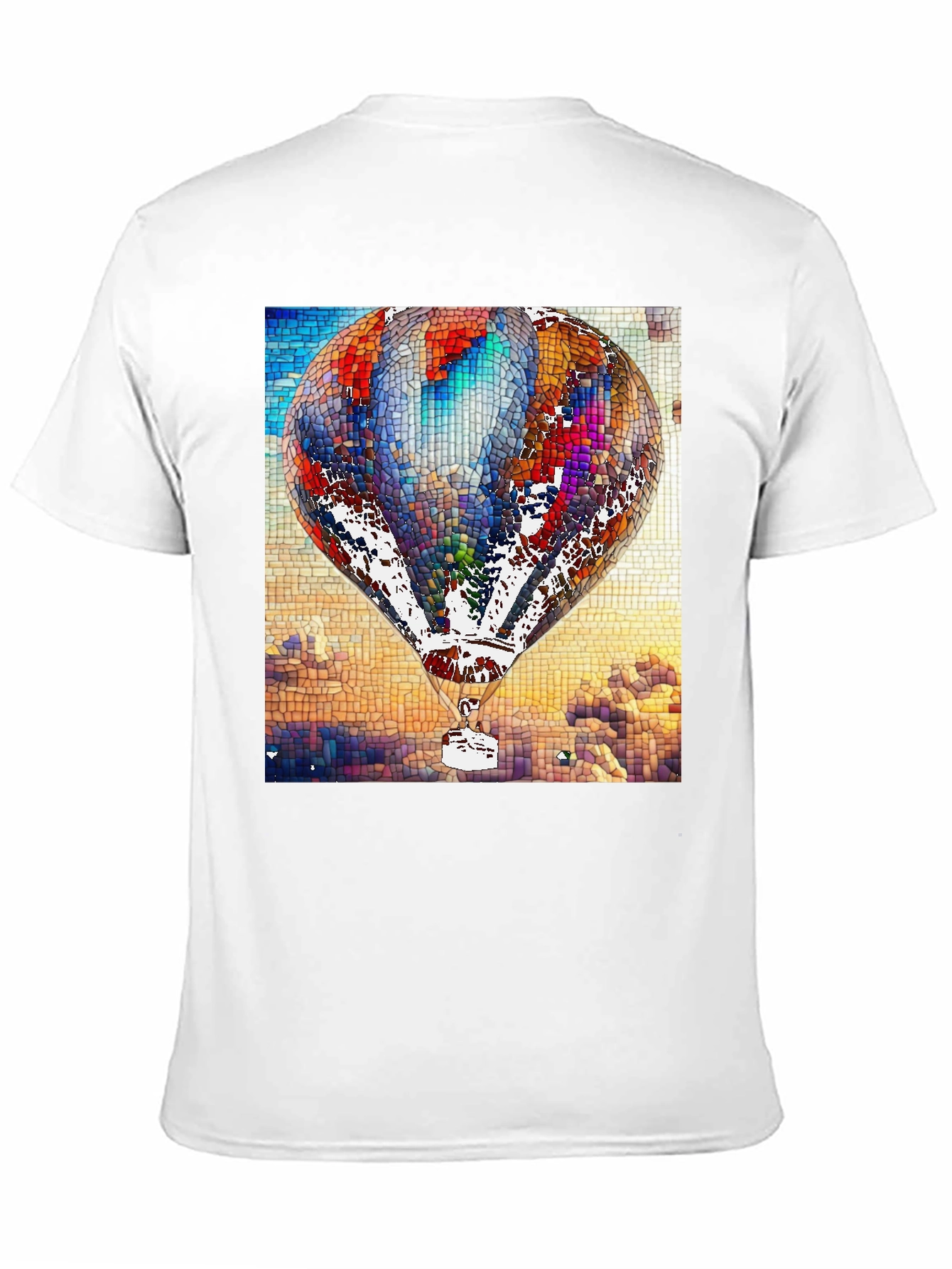 Black Mosaic Hot Air Balloon Black T-Shirt view 11