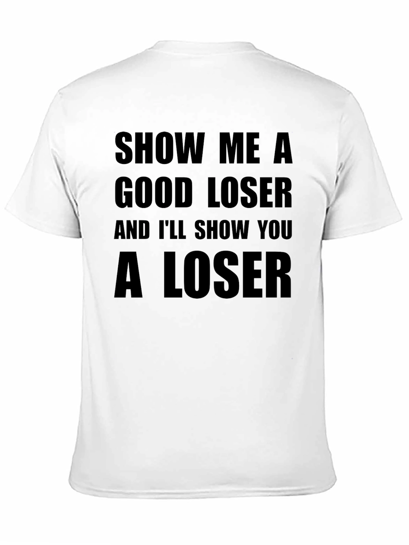 Black Funny Loser Graphic T-Shirt, Black Cotton Tee view 11