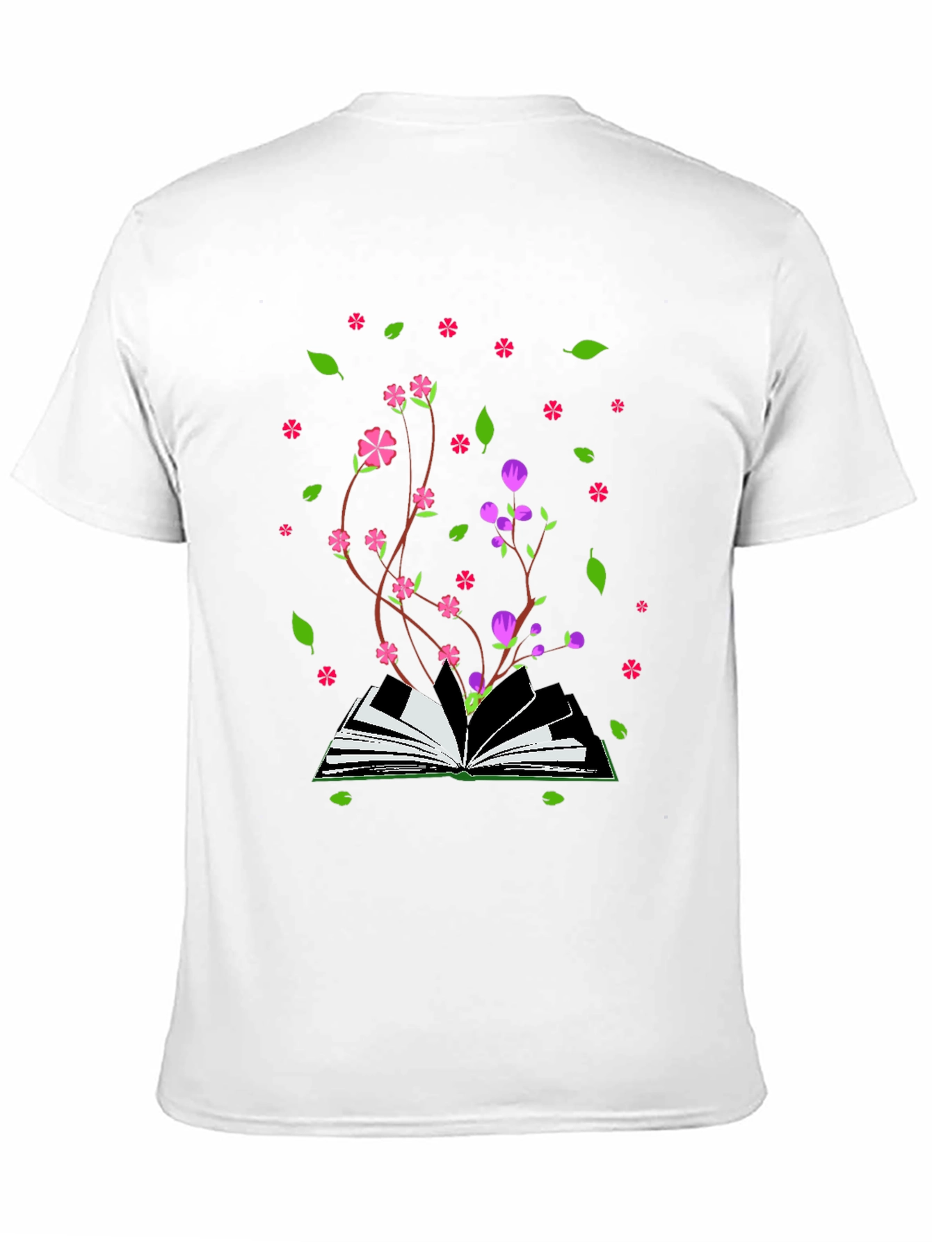 Black Blooming Book T-Shirt - Nature Inspired Design view 11