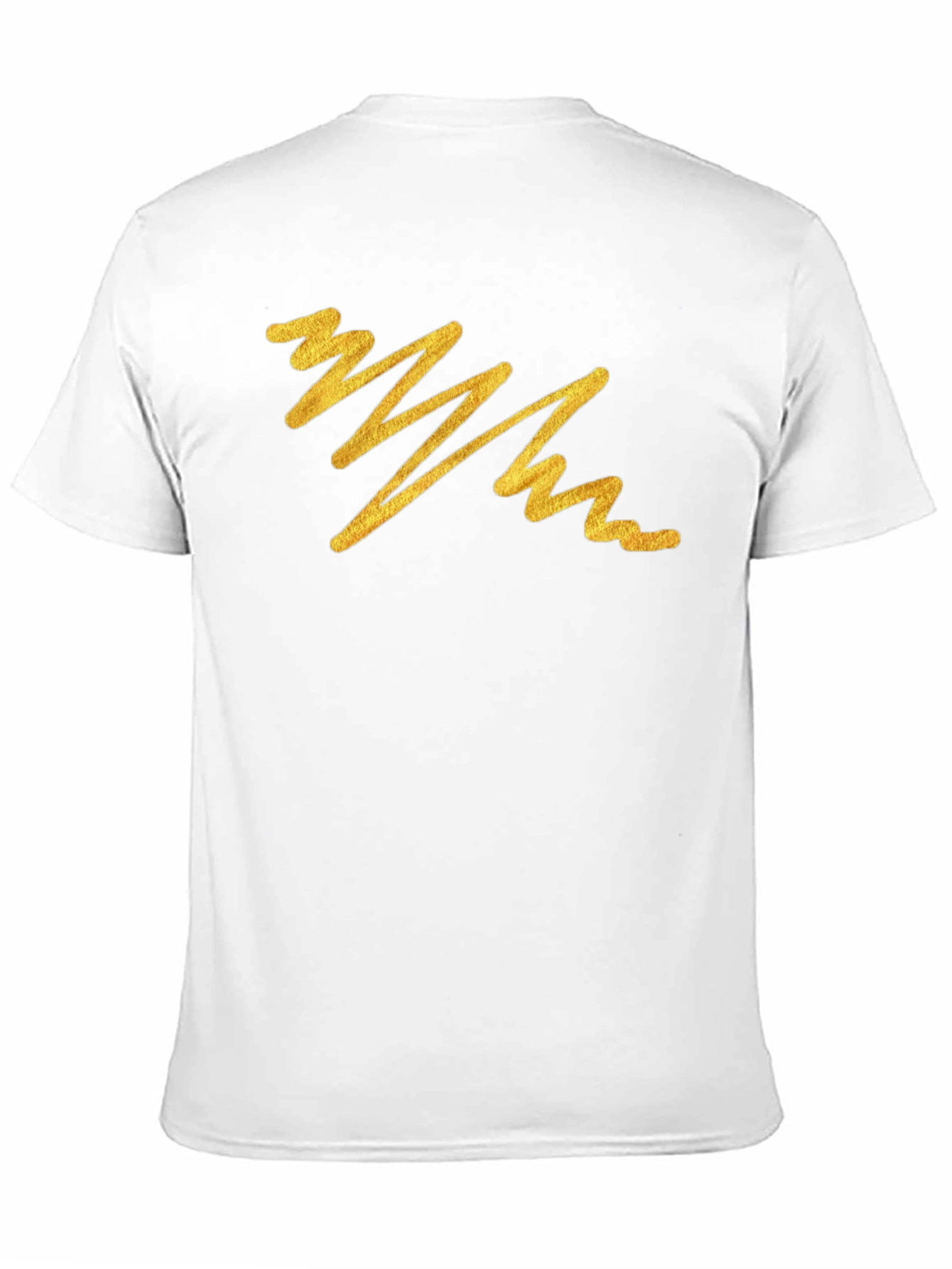 Black Men's Black T-Shirt with Abstract Gold Line Design view 11