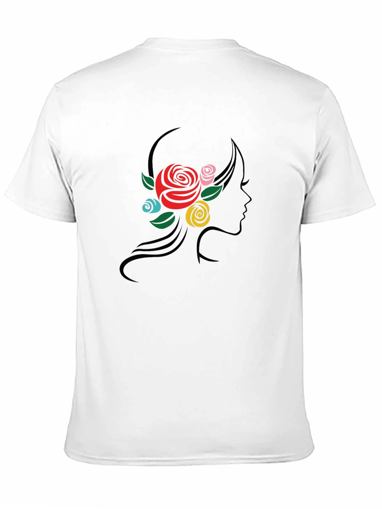 Black Floral Woman Silhouette Black T-Shirt view 11