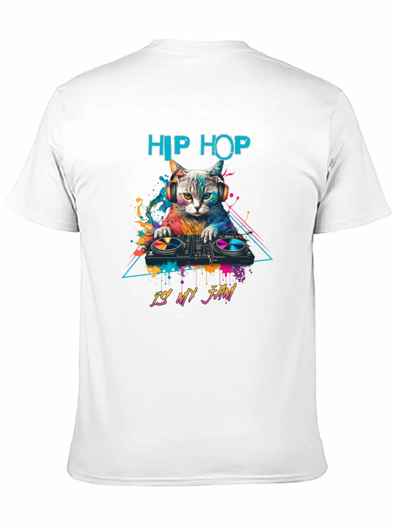 Black Hip Hop Cat DJ T-Shirt - Is My Jam view 11