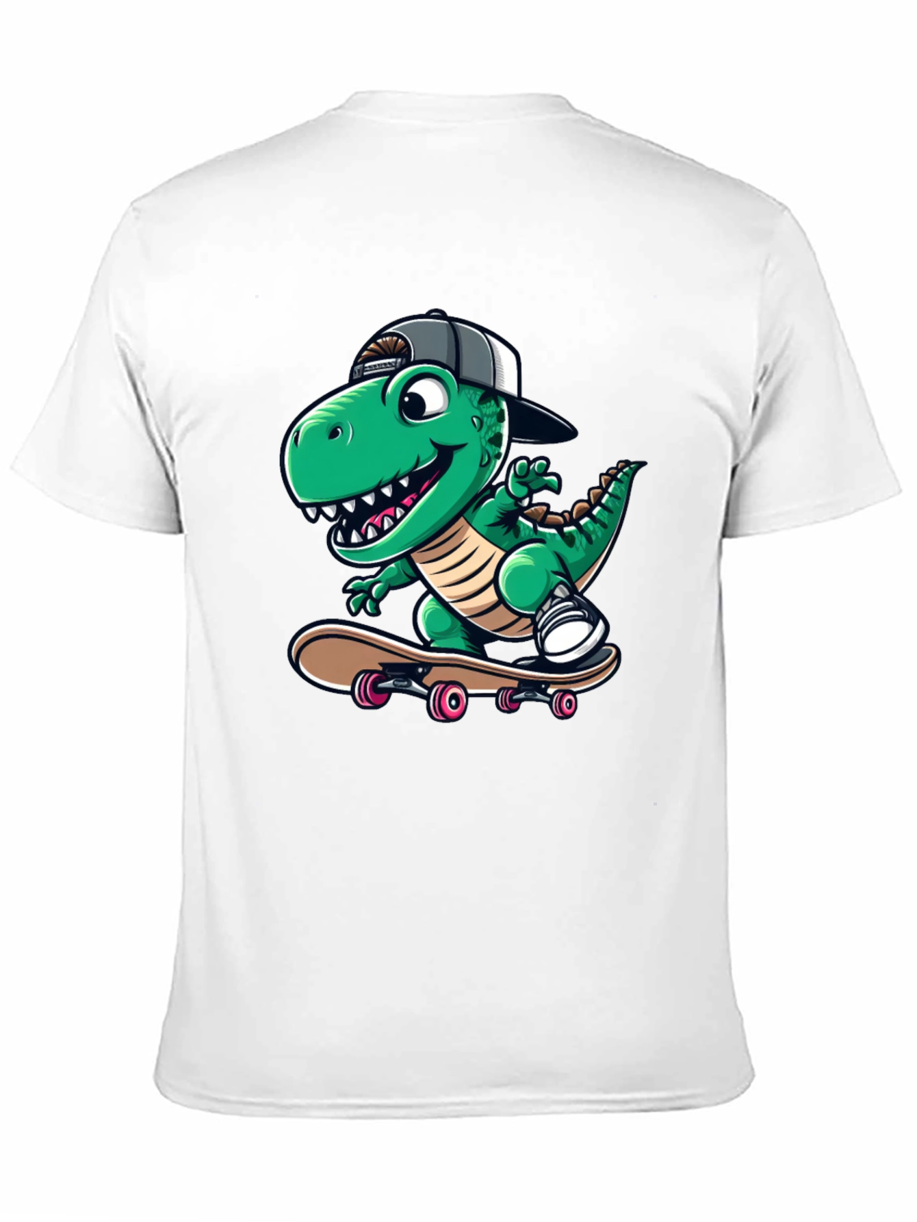 Black Cool Dinosaur Skateboarder T-Shirt view 11