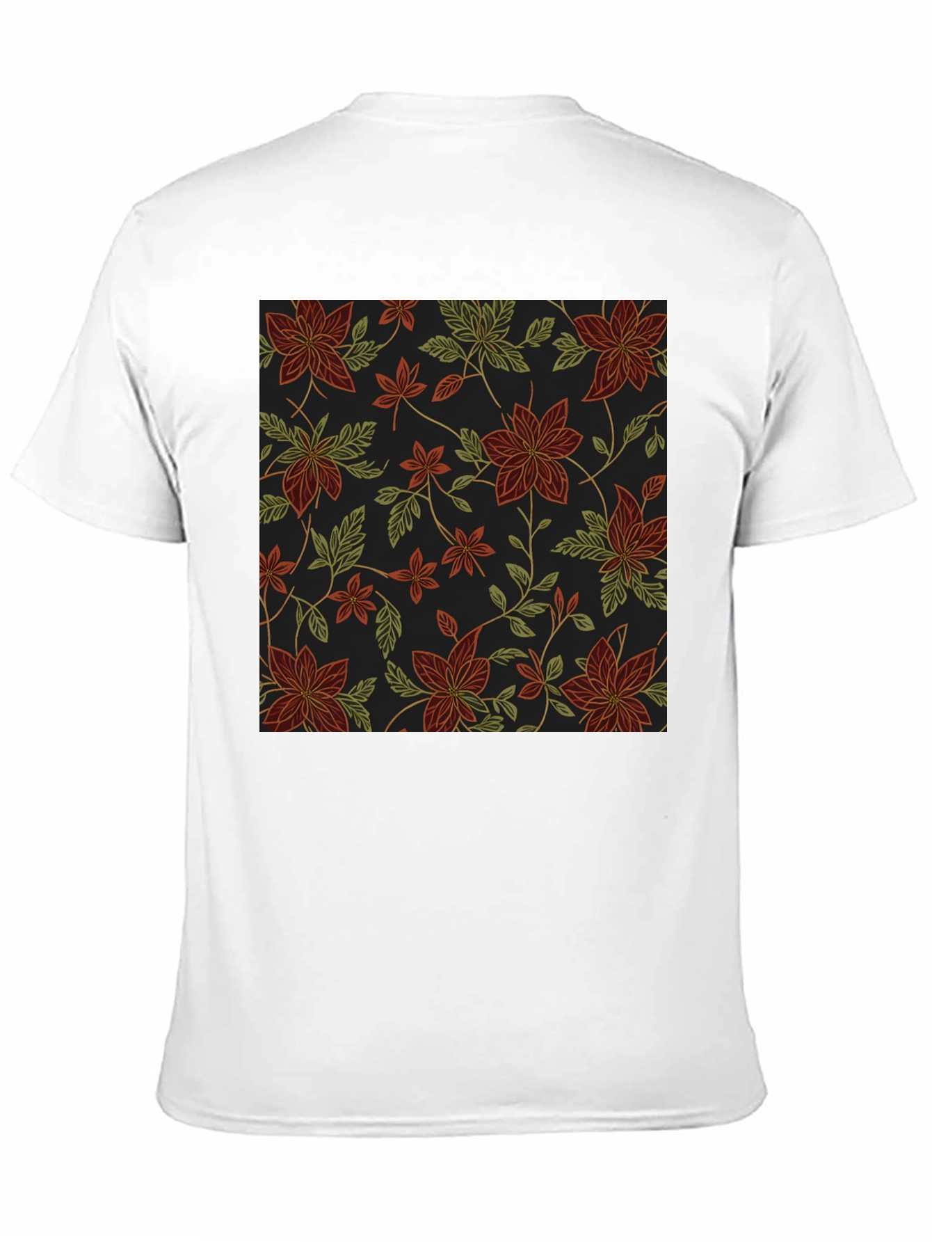 Black Floral Pattern Black T-Shirt view 11