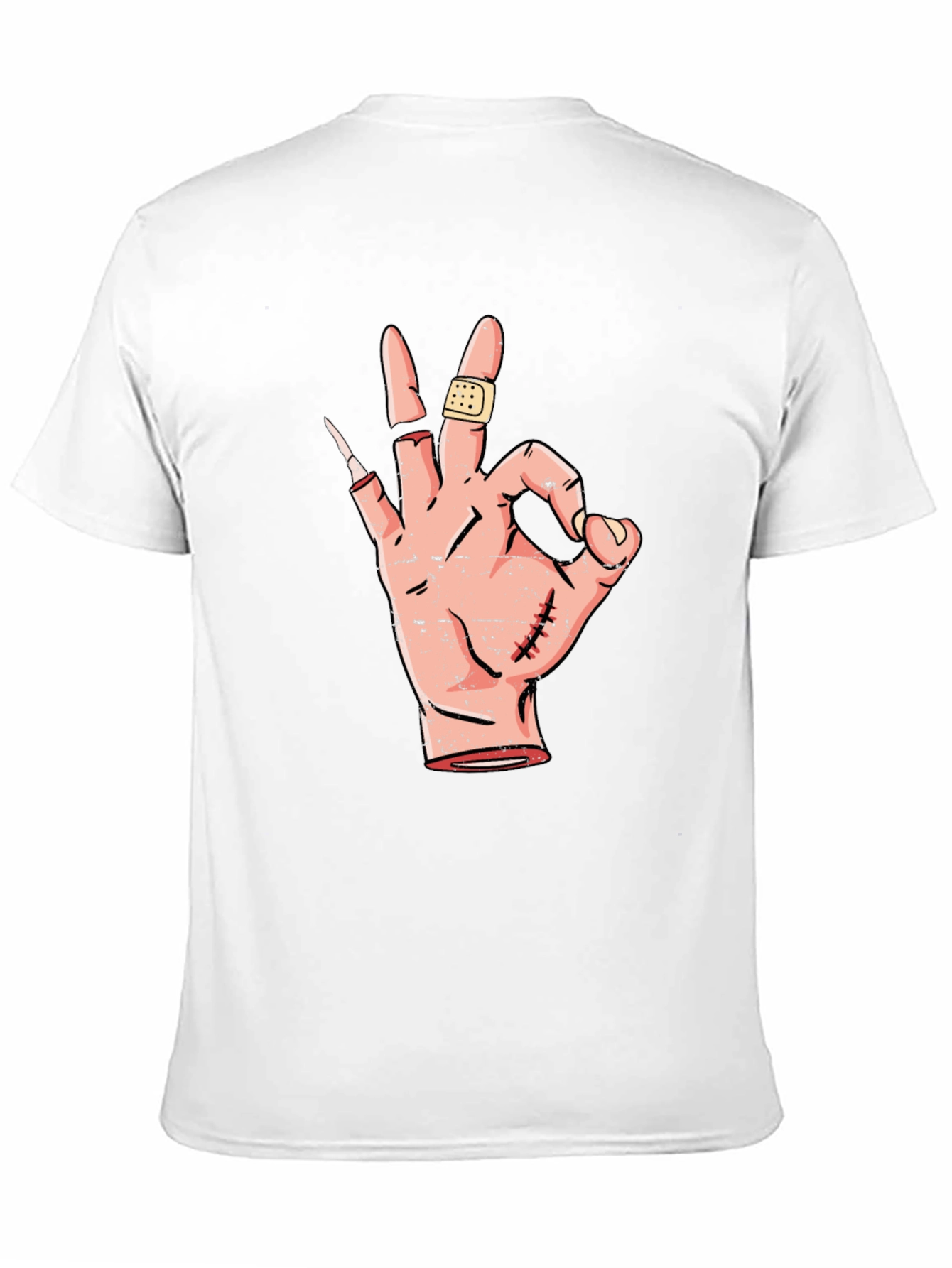 Black Funny OK Hand Sign Graphic Tee - Black Cotton T-Shirt view 11