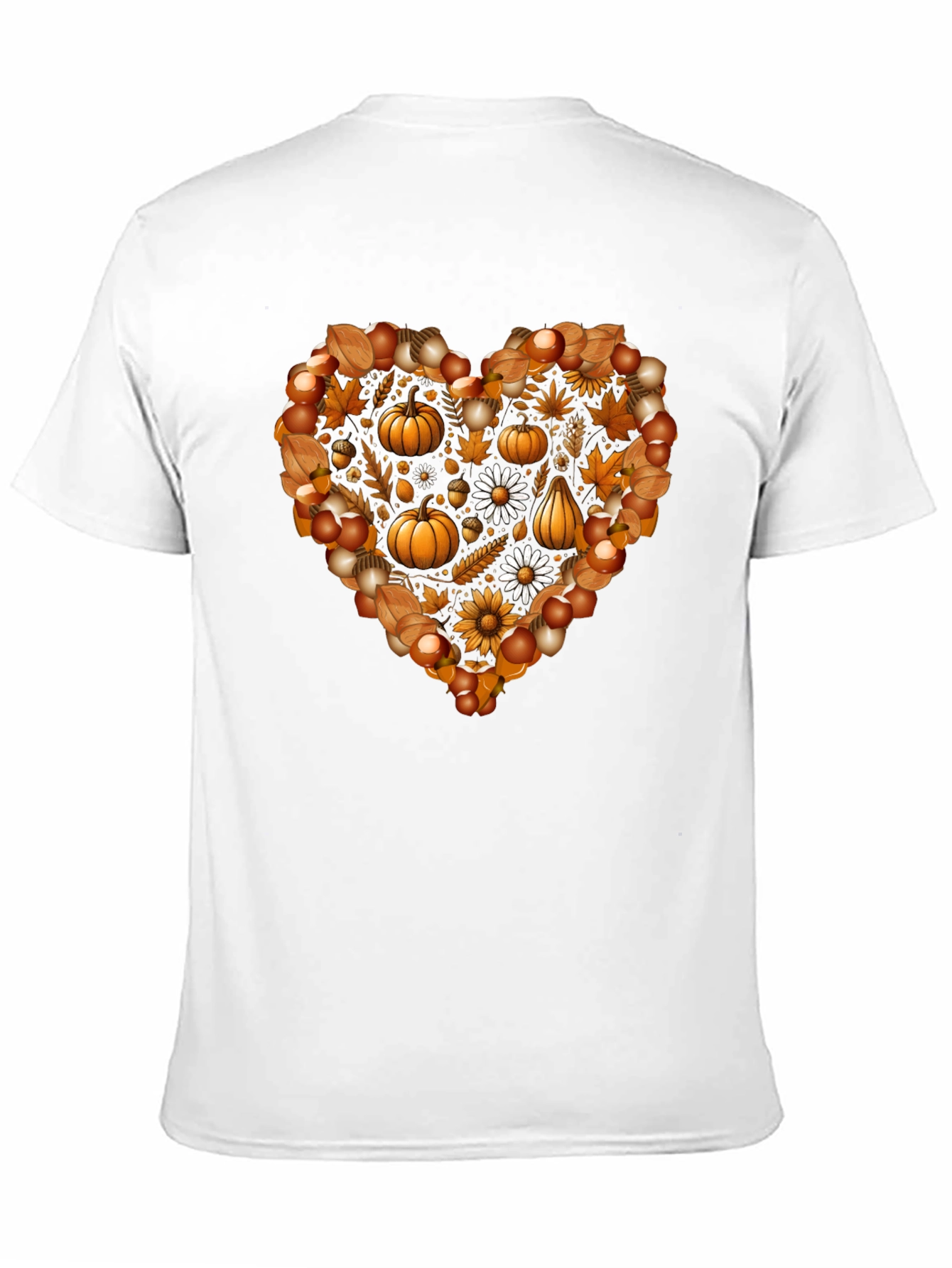 Black Fall Heart T-Shirt - Pumpkin & Floral Design view 11