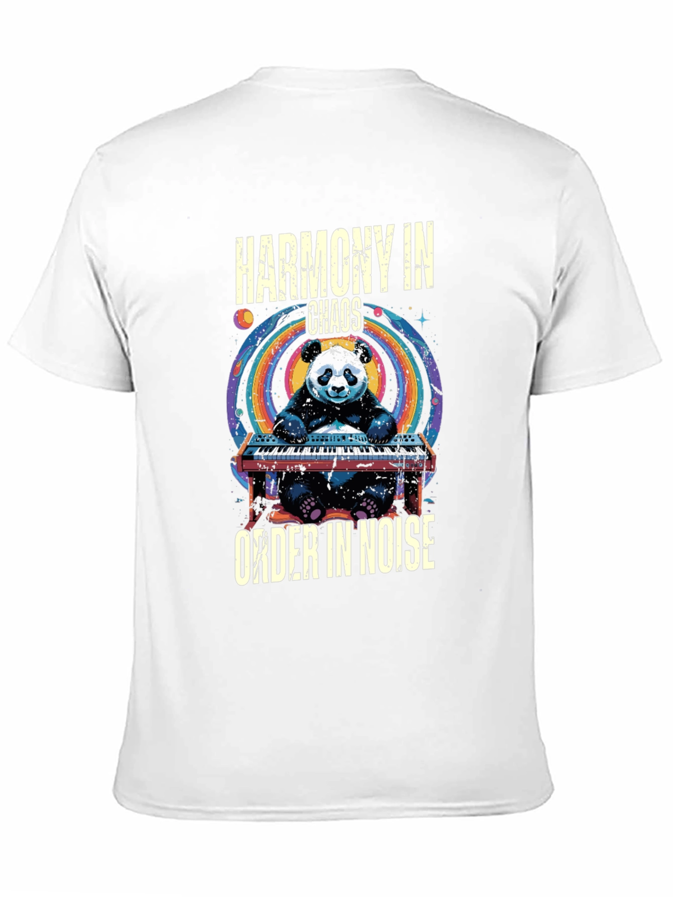 Black Harmony in Chaos T-Shirt - Panda Musician view 11