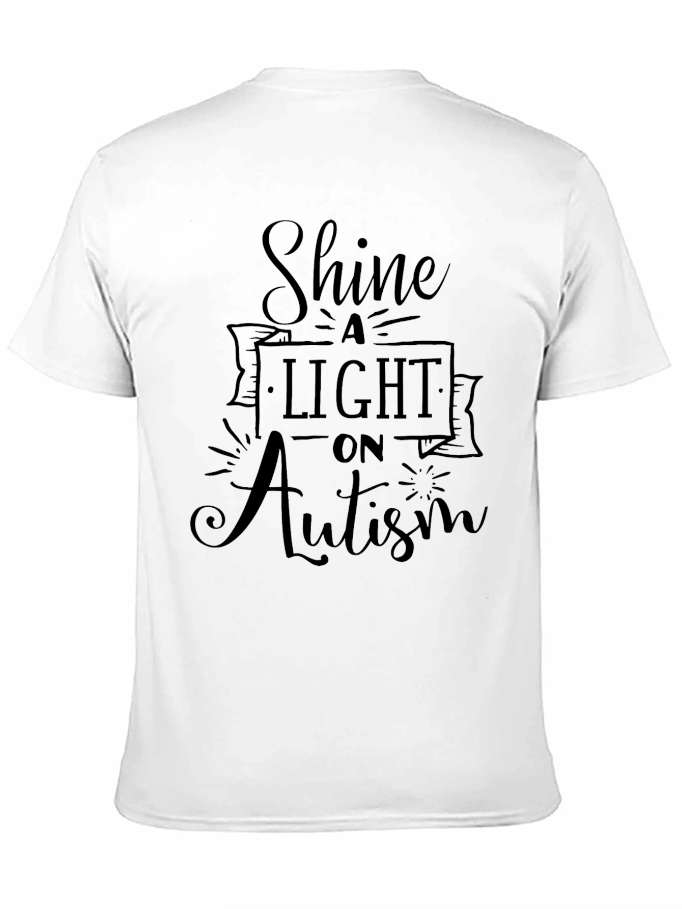 Black Shine a Light on Autism Black T-Shirt view 11
