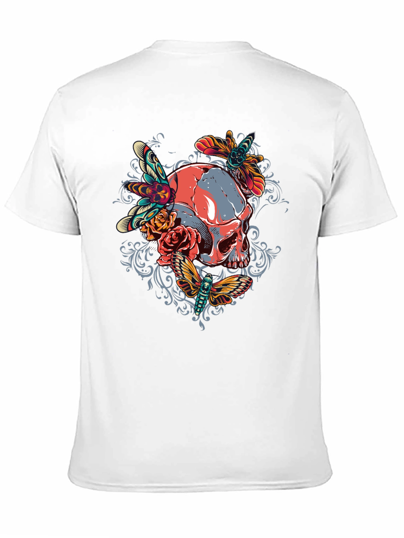 Black Skull & Moth Graphic Tee - Men's Black T-Shirt view 11