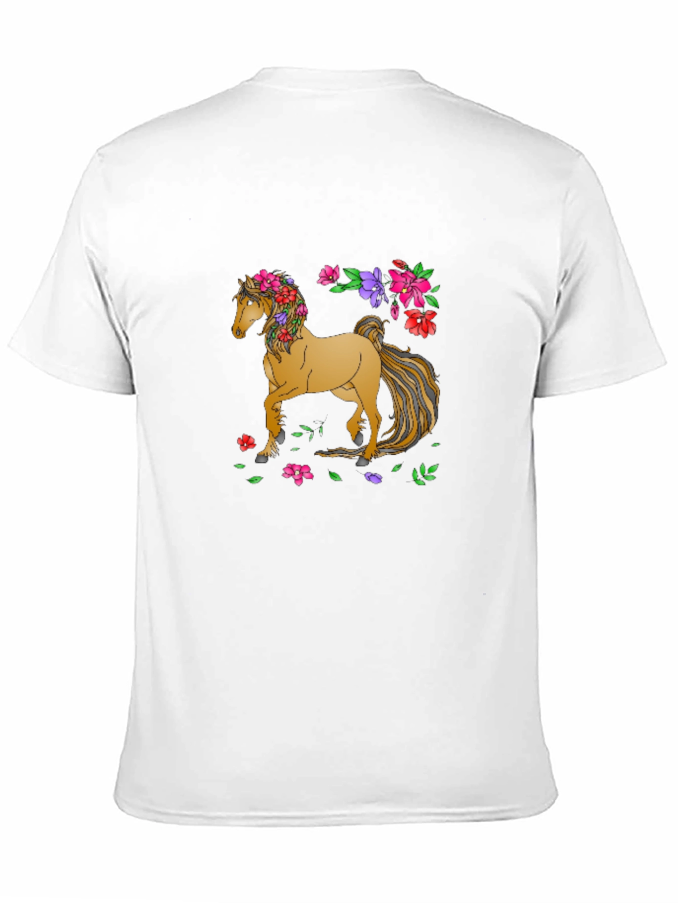 Black Floral Horse T-Shirt - Artistic Graphic Tee view 11
