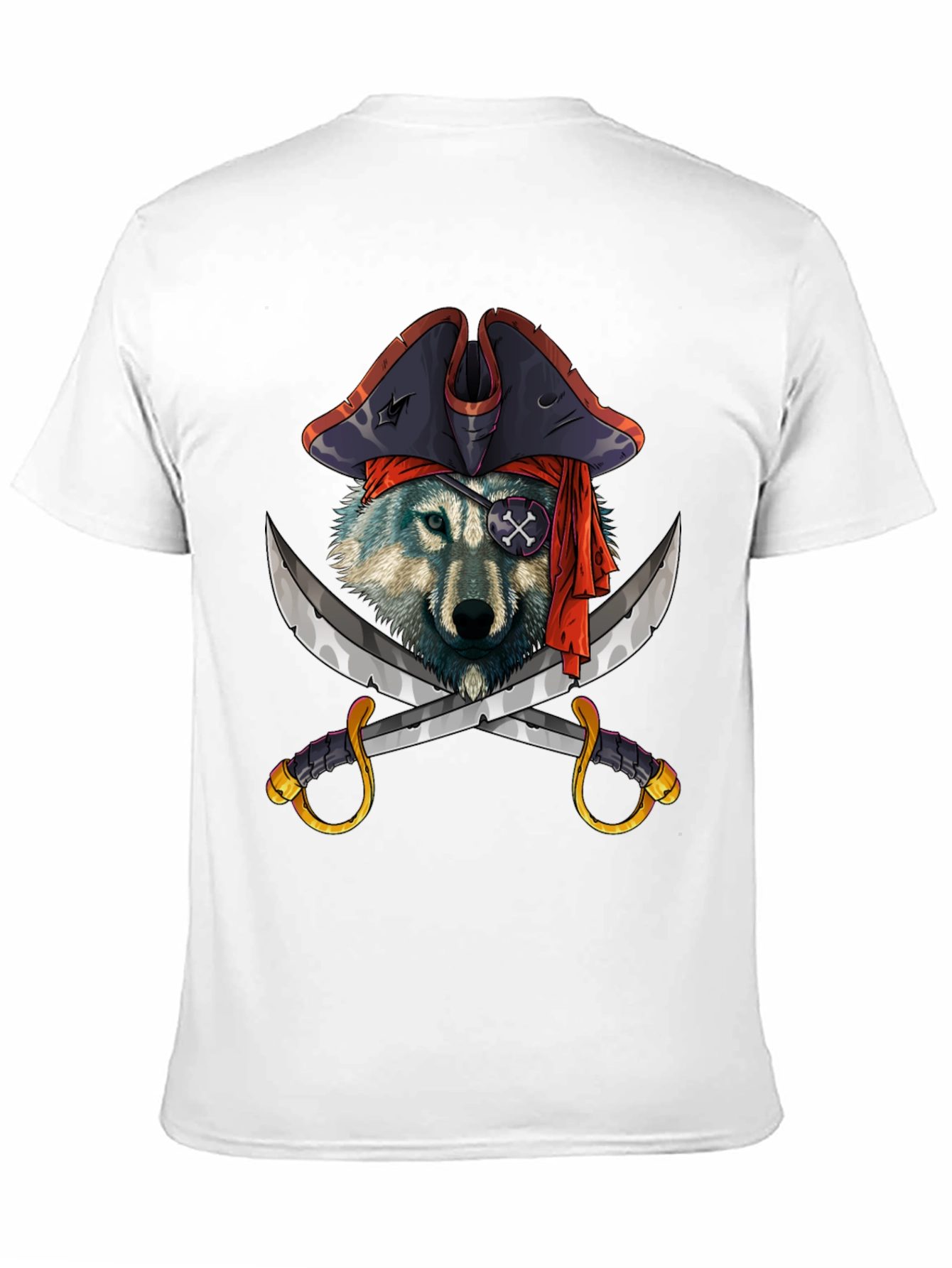 Black Pirate Wolf Graphic T-Shirt - Black Cotton Tee view 11
