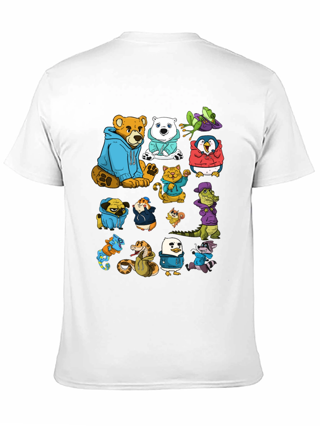 Black Cartoon Animal Hoodie Graphic Tee view 11