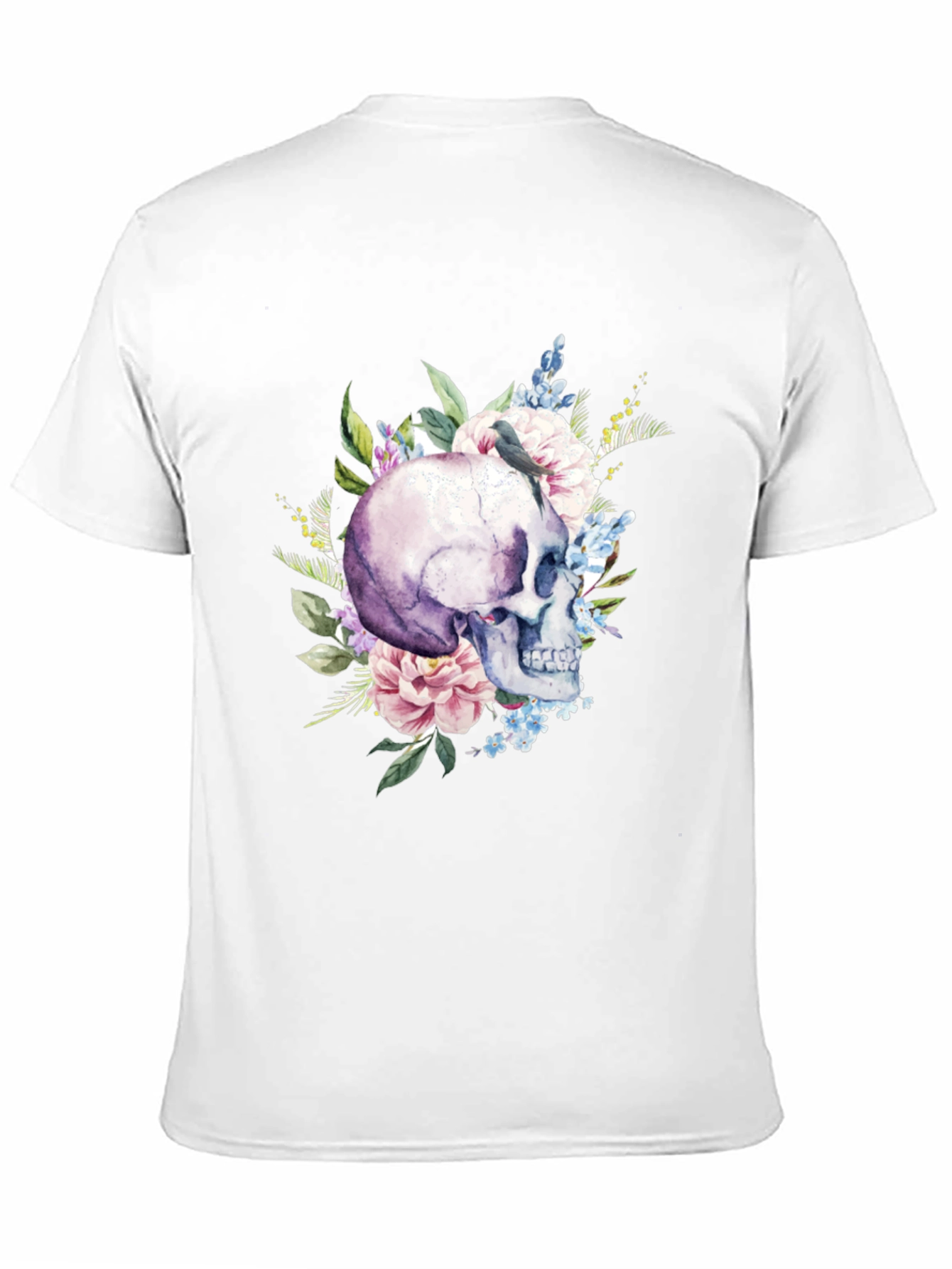 Black Floral Skull Graphic T-Shirt - Men's view 11