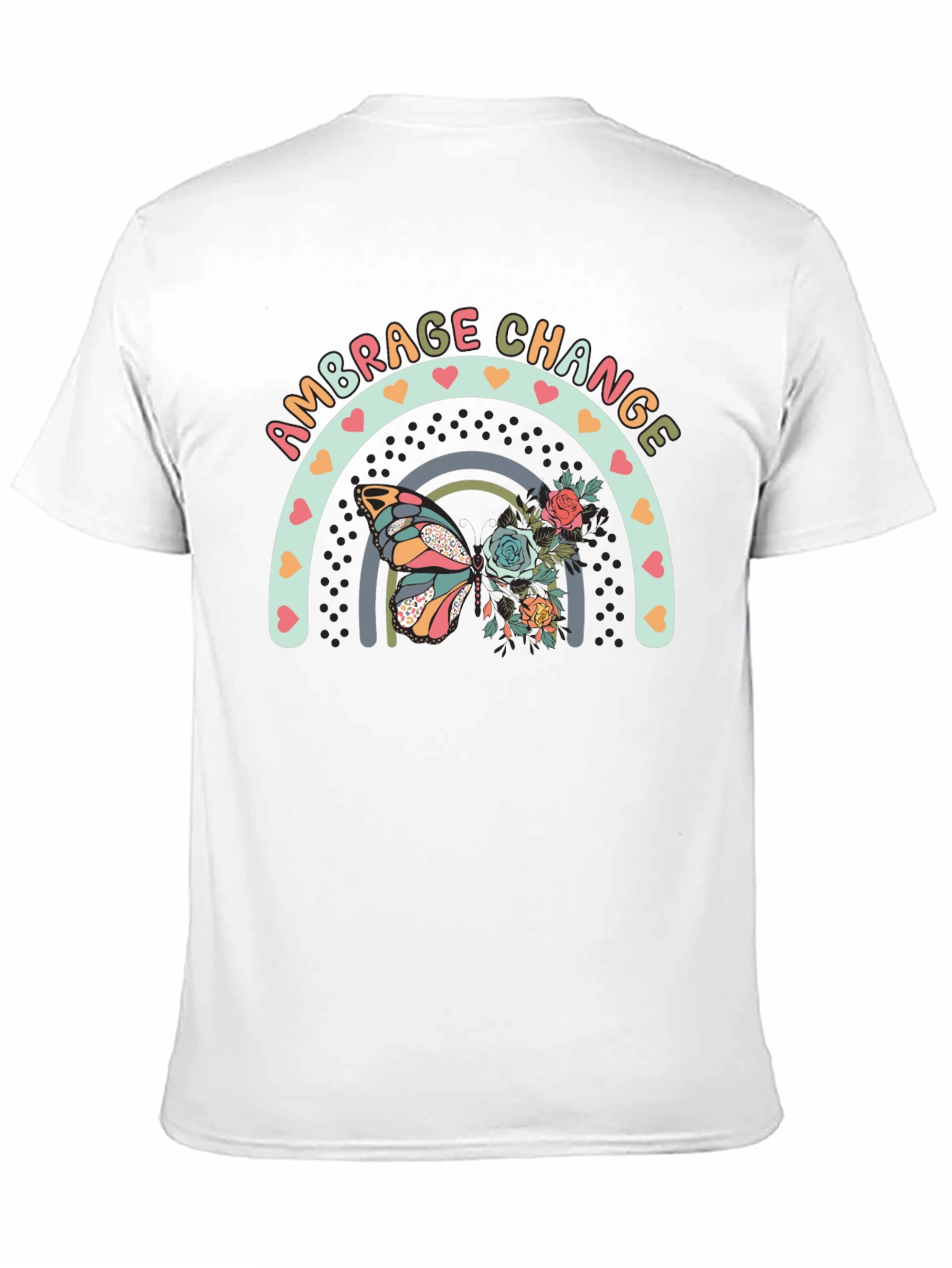 Black Embrace Change Butterfly Rainbow Graphic Tee view 11