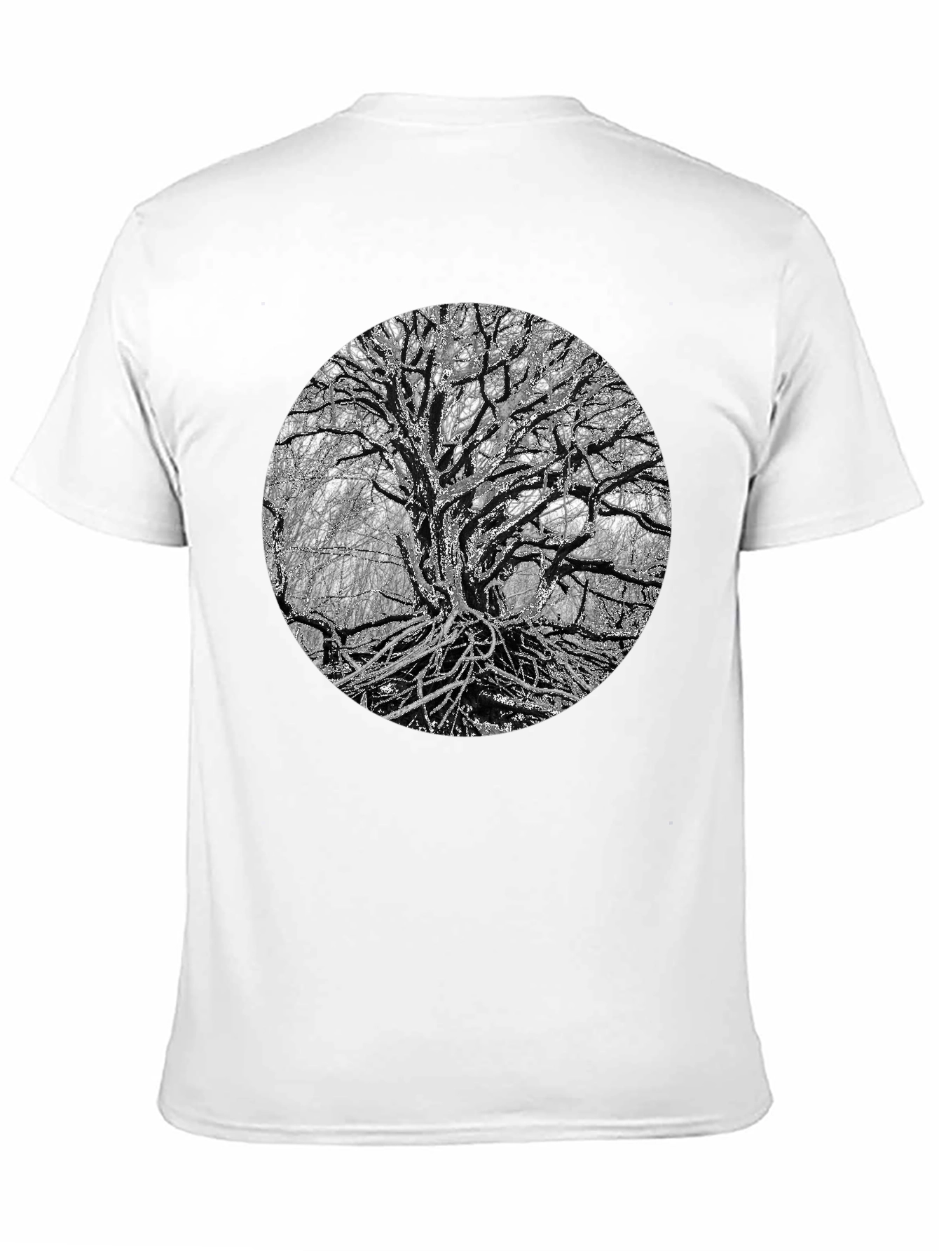 Black Monochrome Tree Graphic Tee - Nature Inspired Print view 11