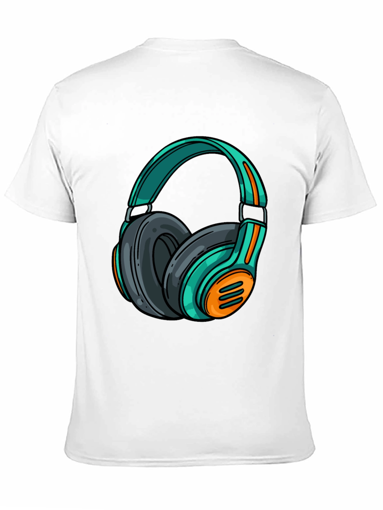 Black Stylish Black T-Shirt with Cool Headphone Graphic view 11