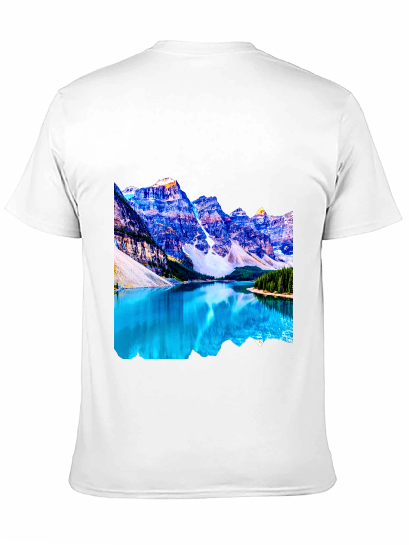 Black Mountain Lake Graphic Tee - Black Cotton Casual Shirt view 11