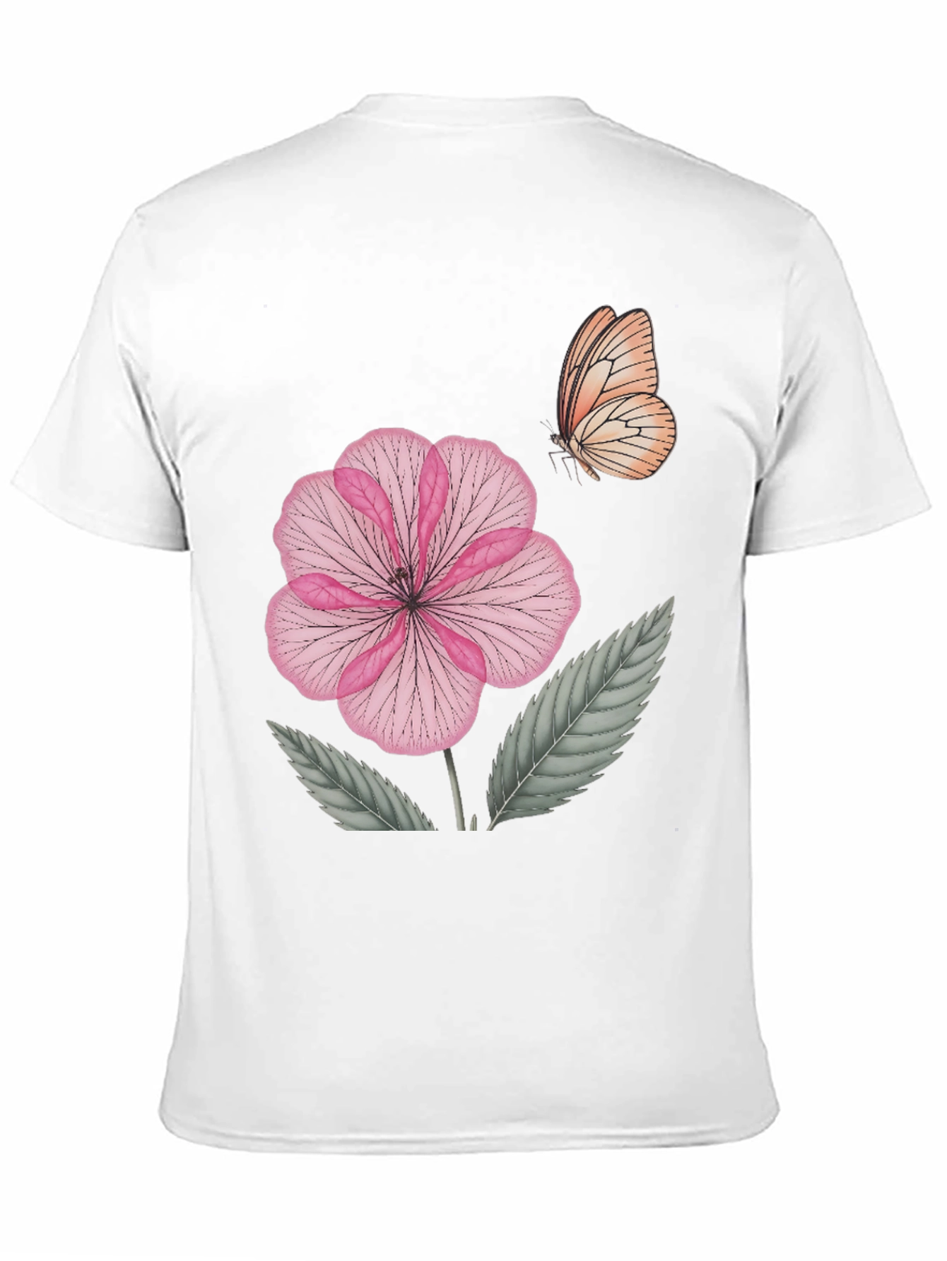 Black Floral Butterfly Print Black T-Shirt view 11