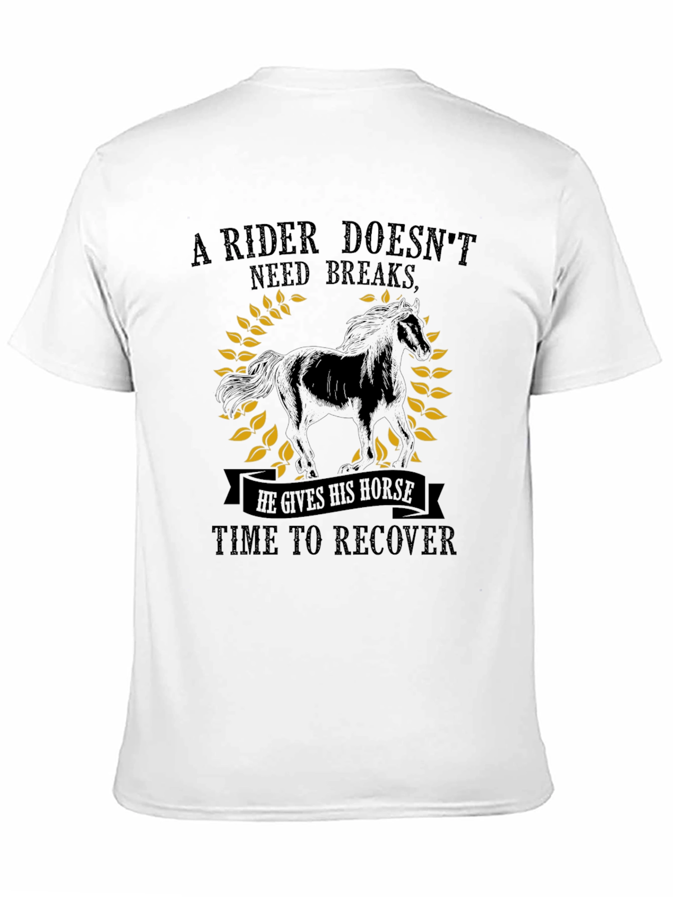 Black Rider Doesn't Need Breaks Horse Graphic Tee view 11