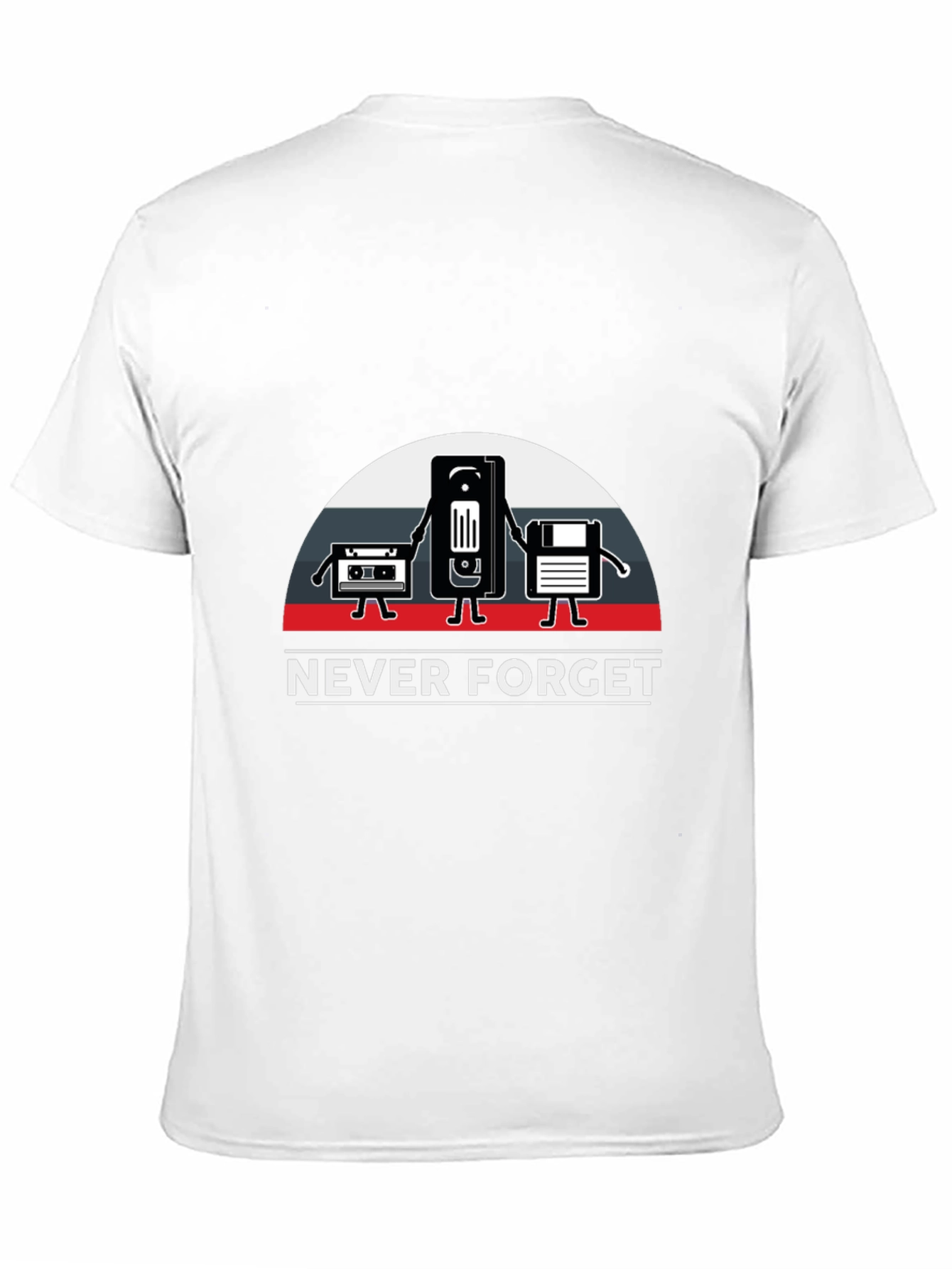 Black Retro Tech T-Shirt - 'Never Forget' Design view 11