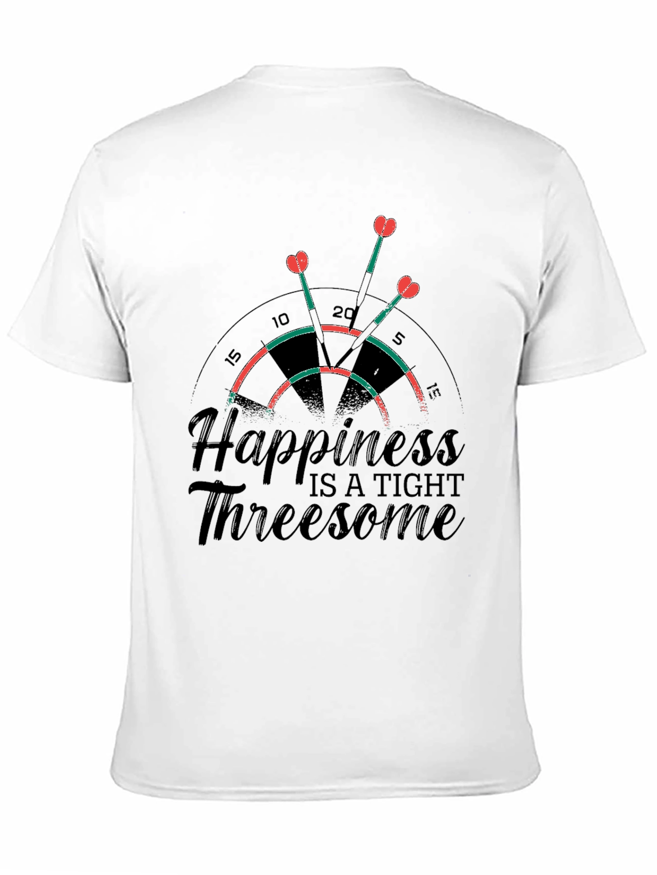 Black Happiness Threesome Dartboard T-Shirt view 11