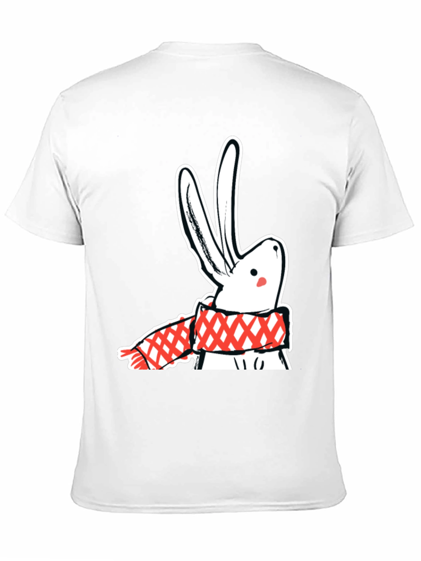 Black Black T-Shirt with Rabbit & Scarf Graphic view 11