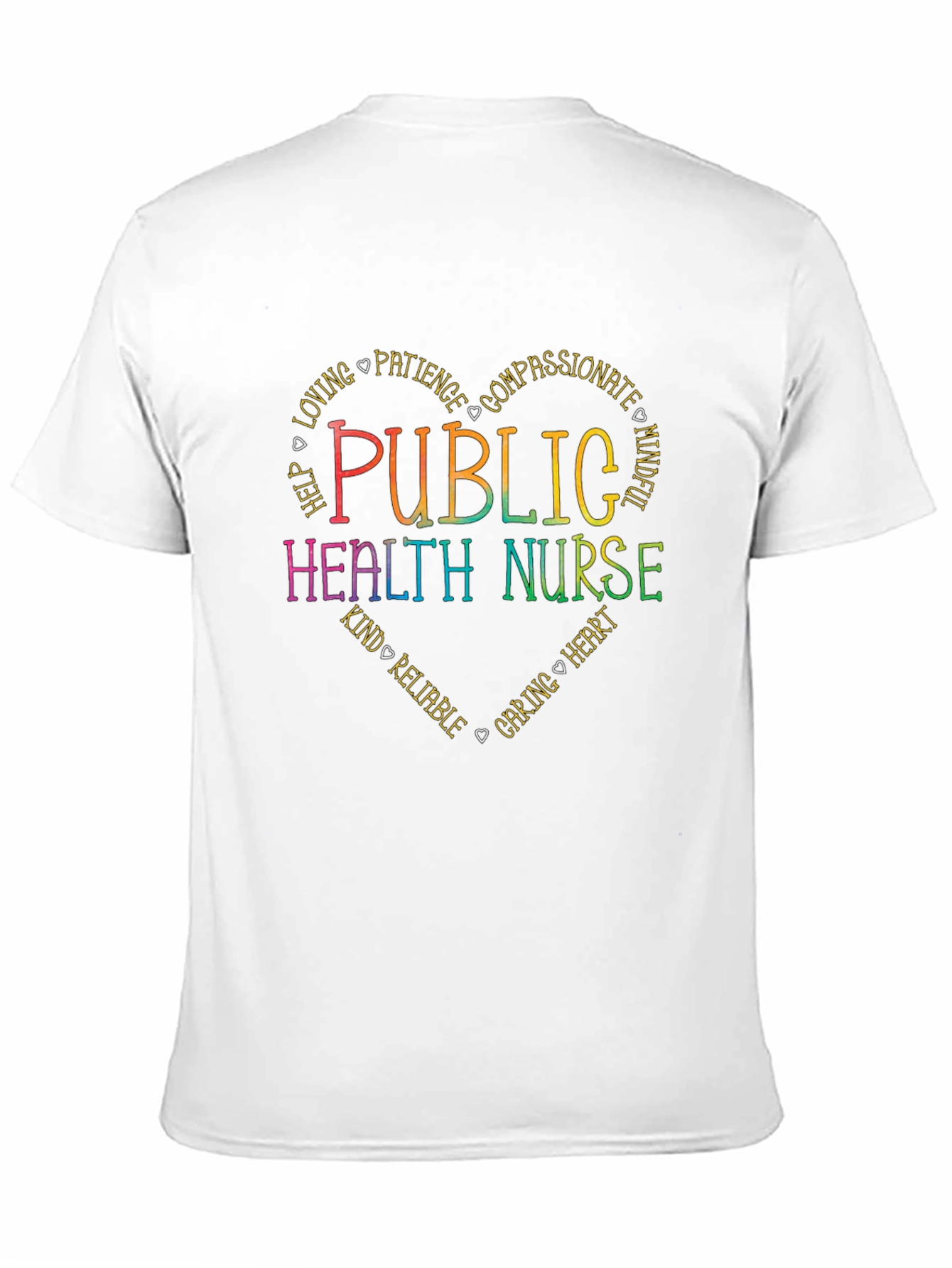 Black Public Health Nurse Heart T-Shirt - Caring & Compassionate view 11