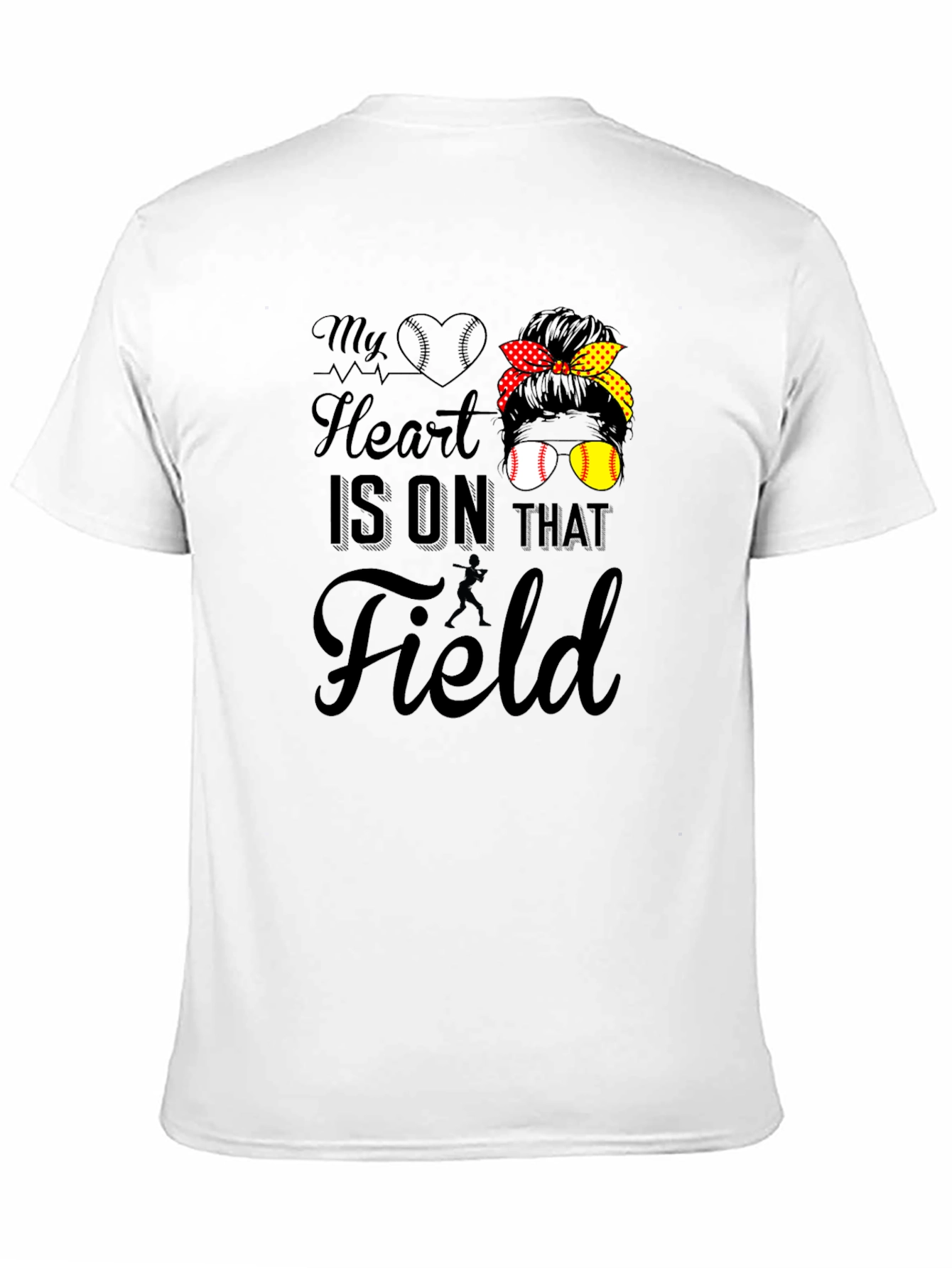 Black My Heart Is On That Field T-Shirt - Baseball Mom Tee view 11