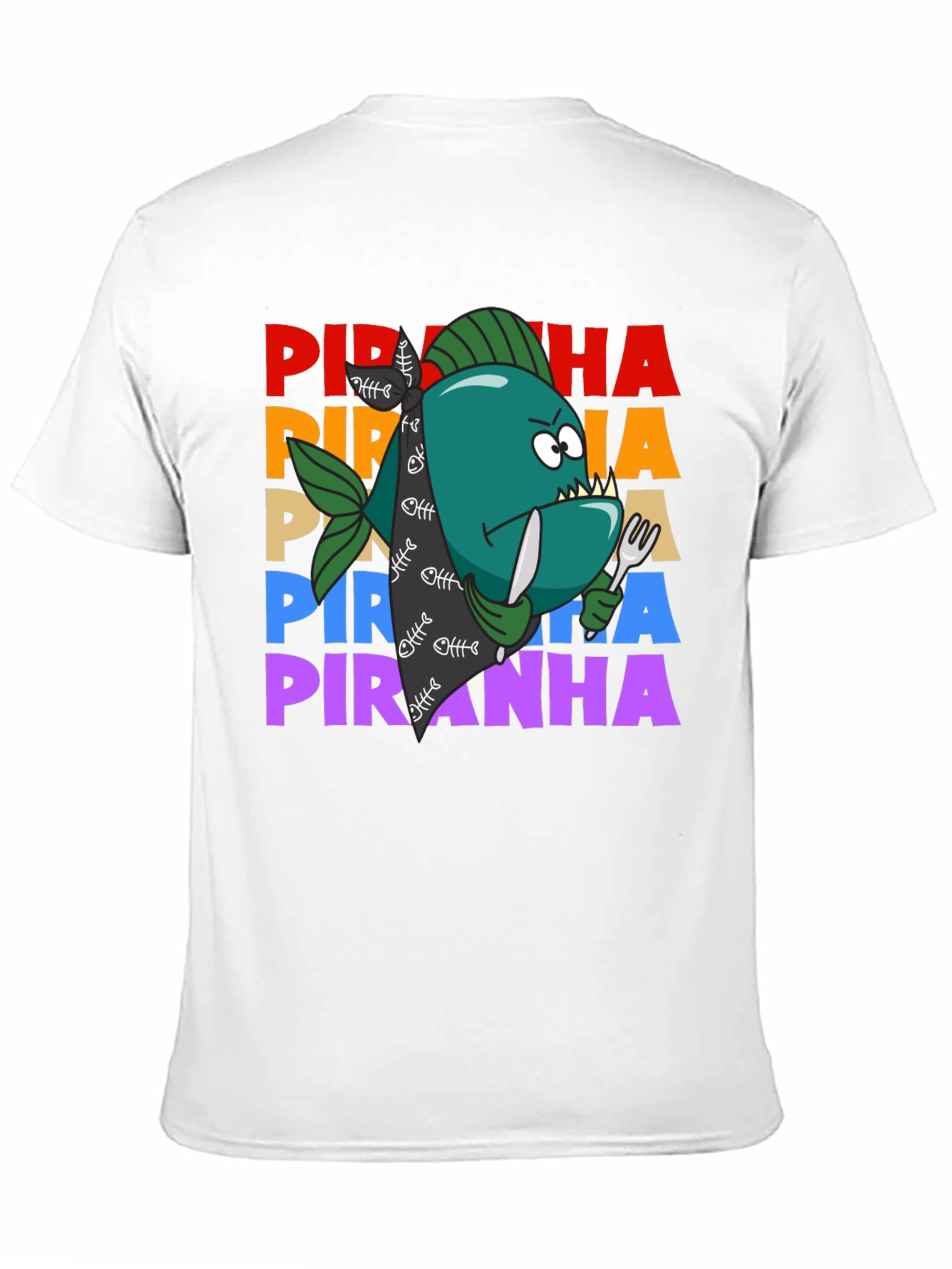 Black Piranha Graphic T-Shirt - Funny Fish Design view 11