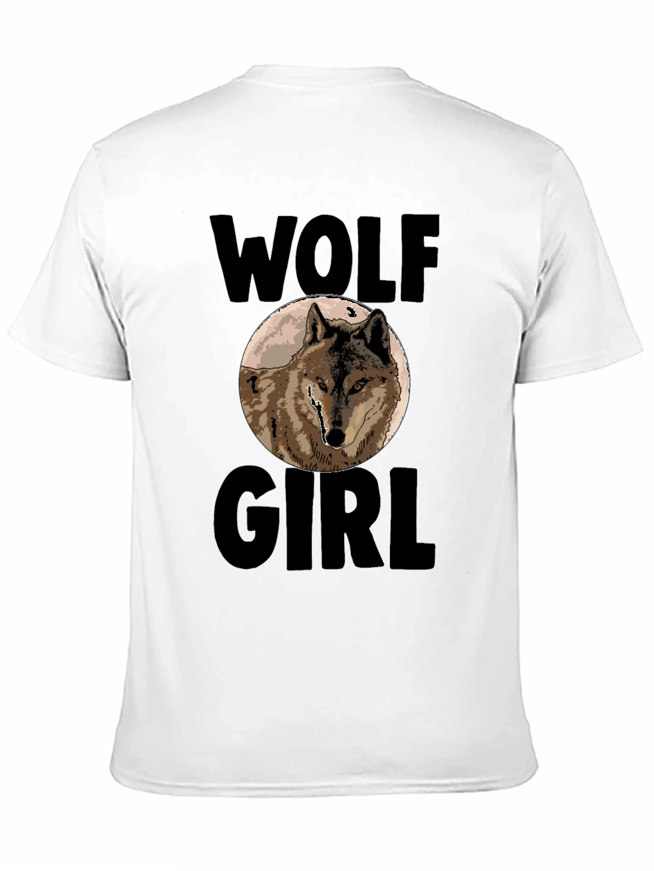 Black Wolf Girl Graphic Print T-Shirt - Black view 11