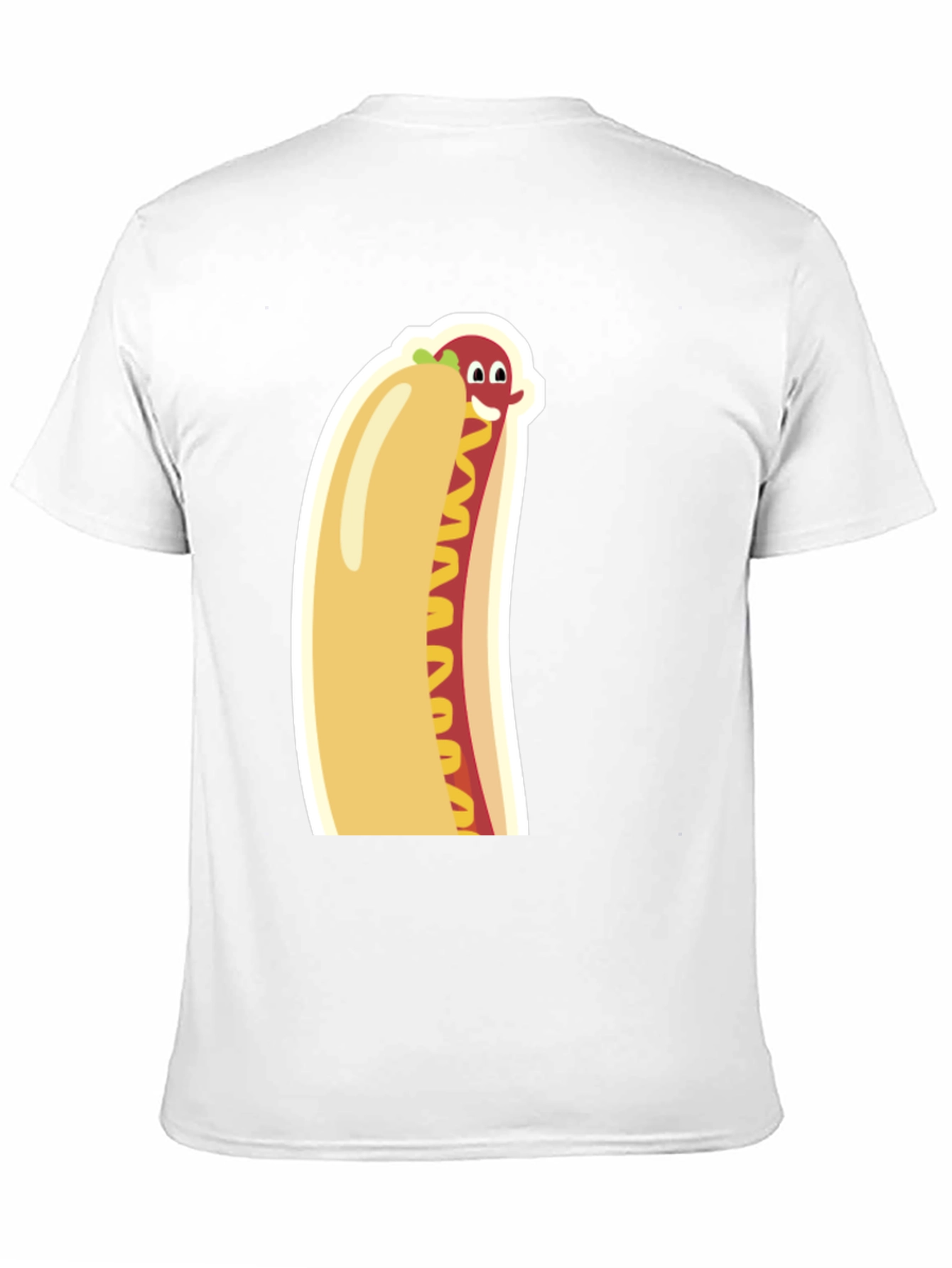 Black Funny Cartoon Hot Dog Graphic Tee - Unisex Black T-Shirt view 11