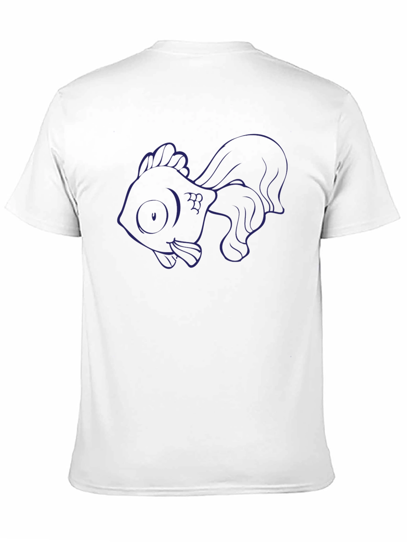 Black Goldfish Outline Black Graphic Tee view 11