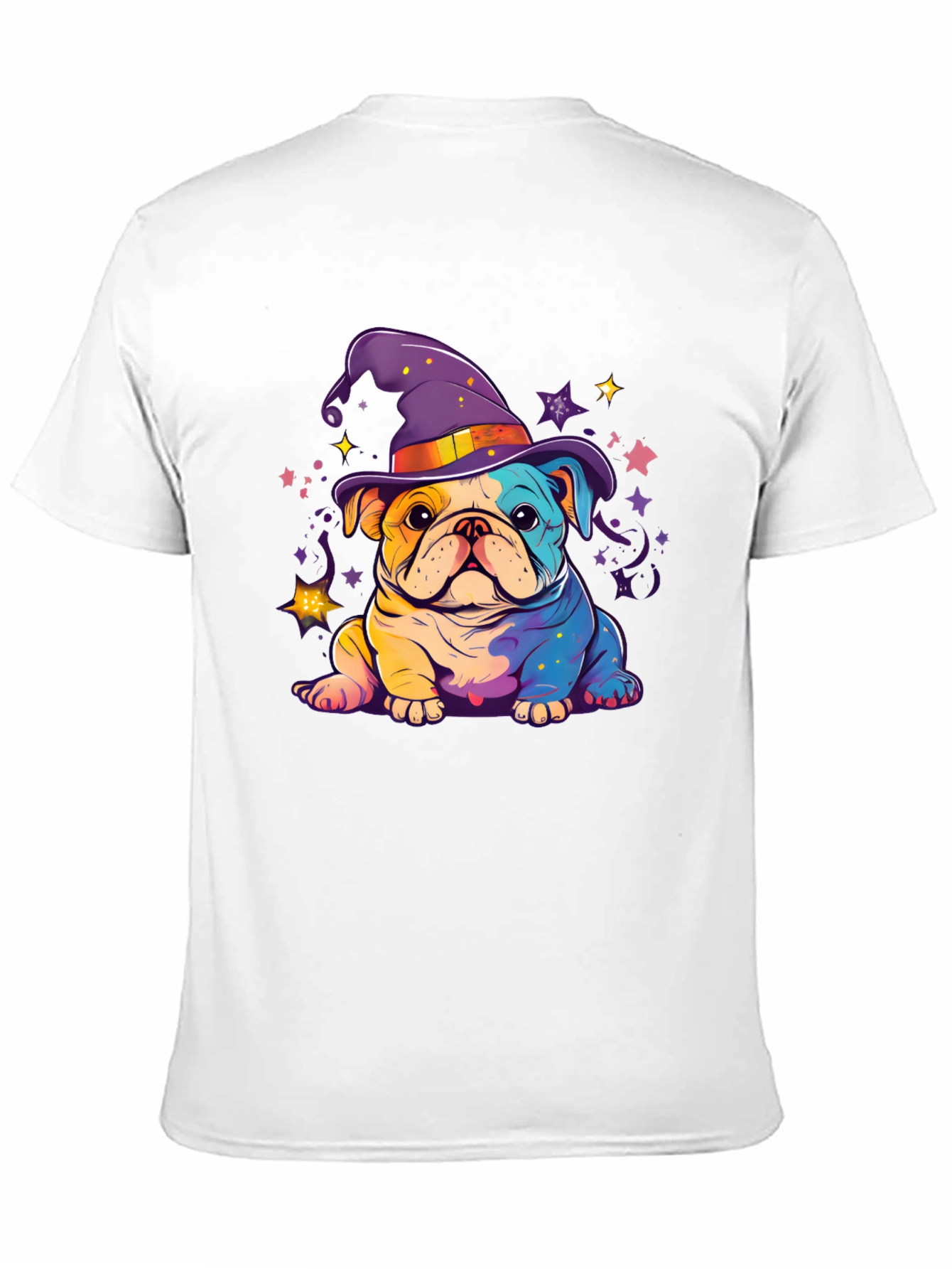 Black Bulldog Witch Hat T-Shirt view 11