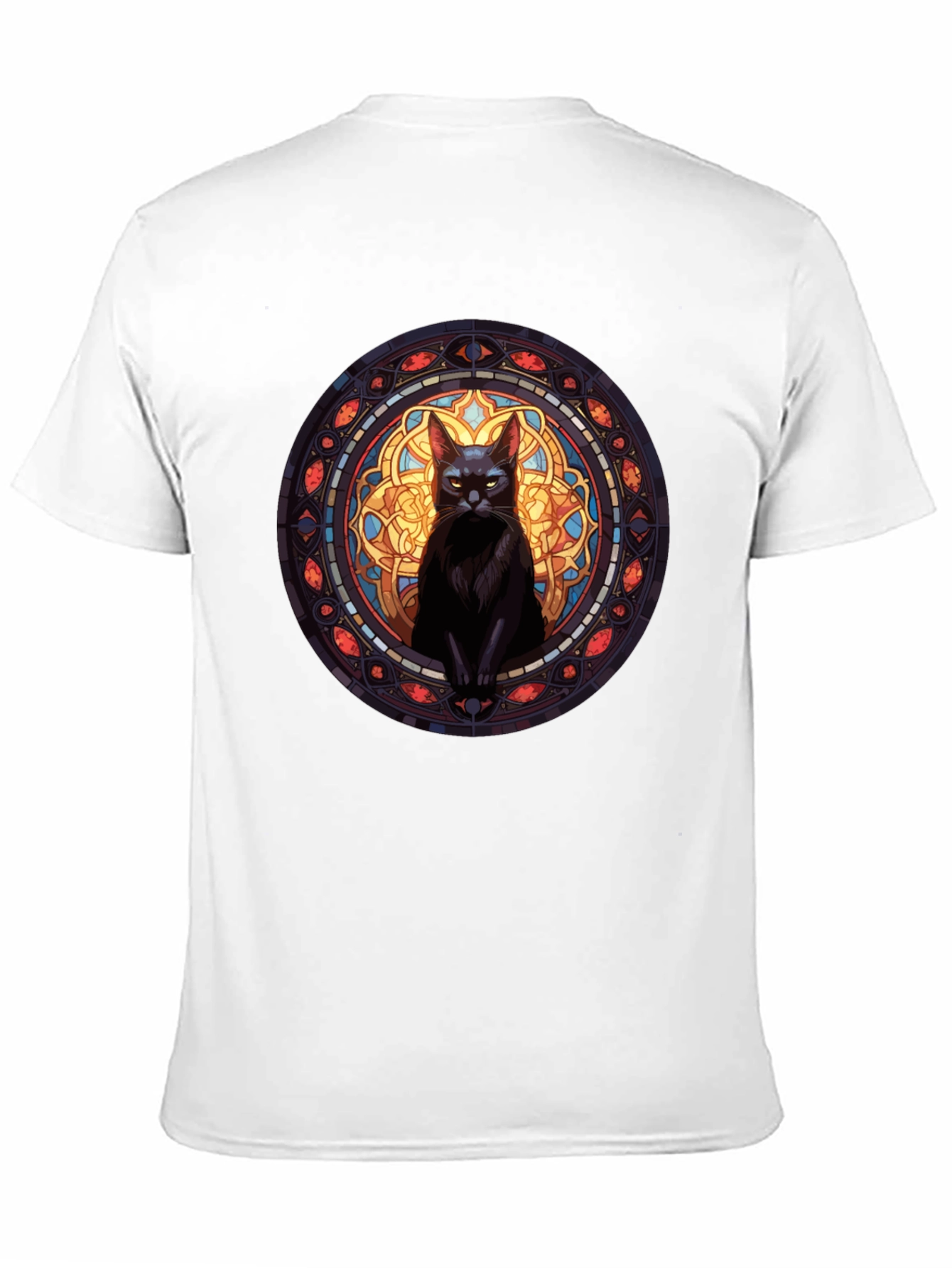 Black Stained Glass Cat Graphic Tee view 11