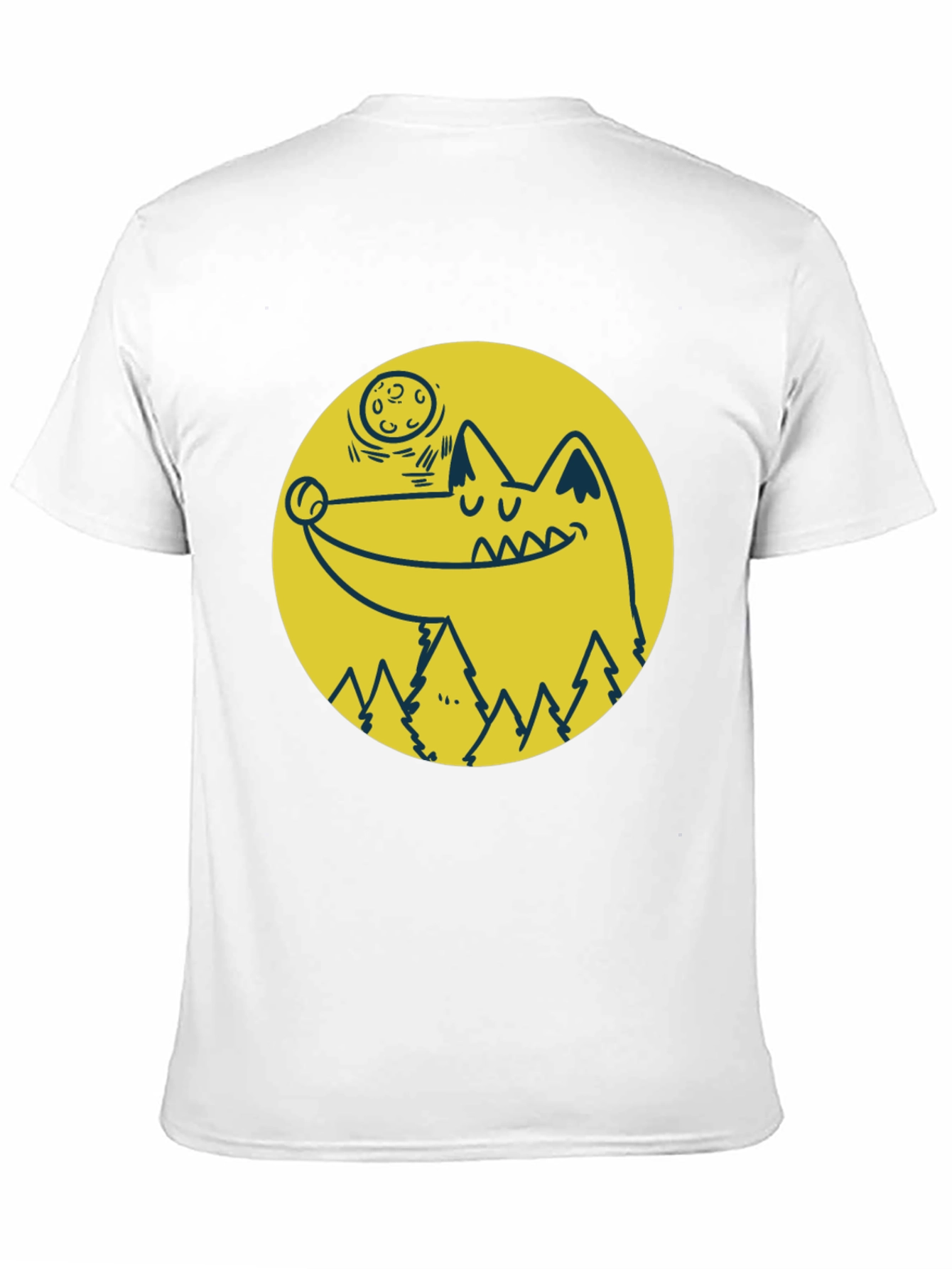 Black Wolf & Moon Graphic Tee - Black Cotton T-Shirt view 11