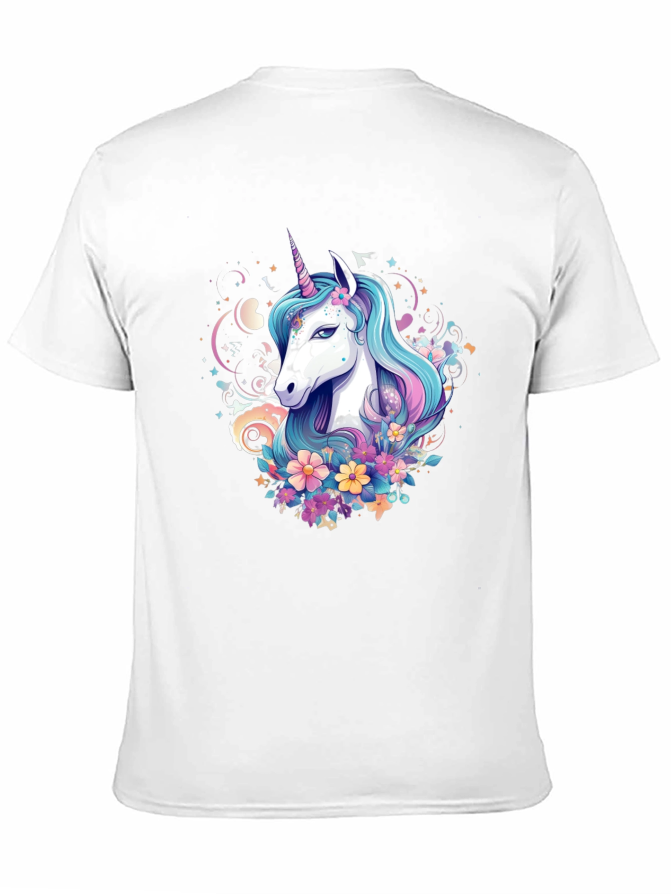 Black Unicorn Floral Graphic Tee - Black Cotton Blend view 11