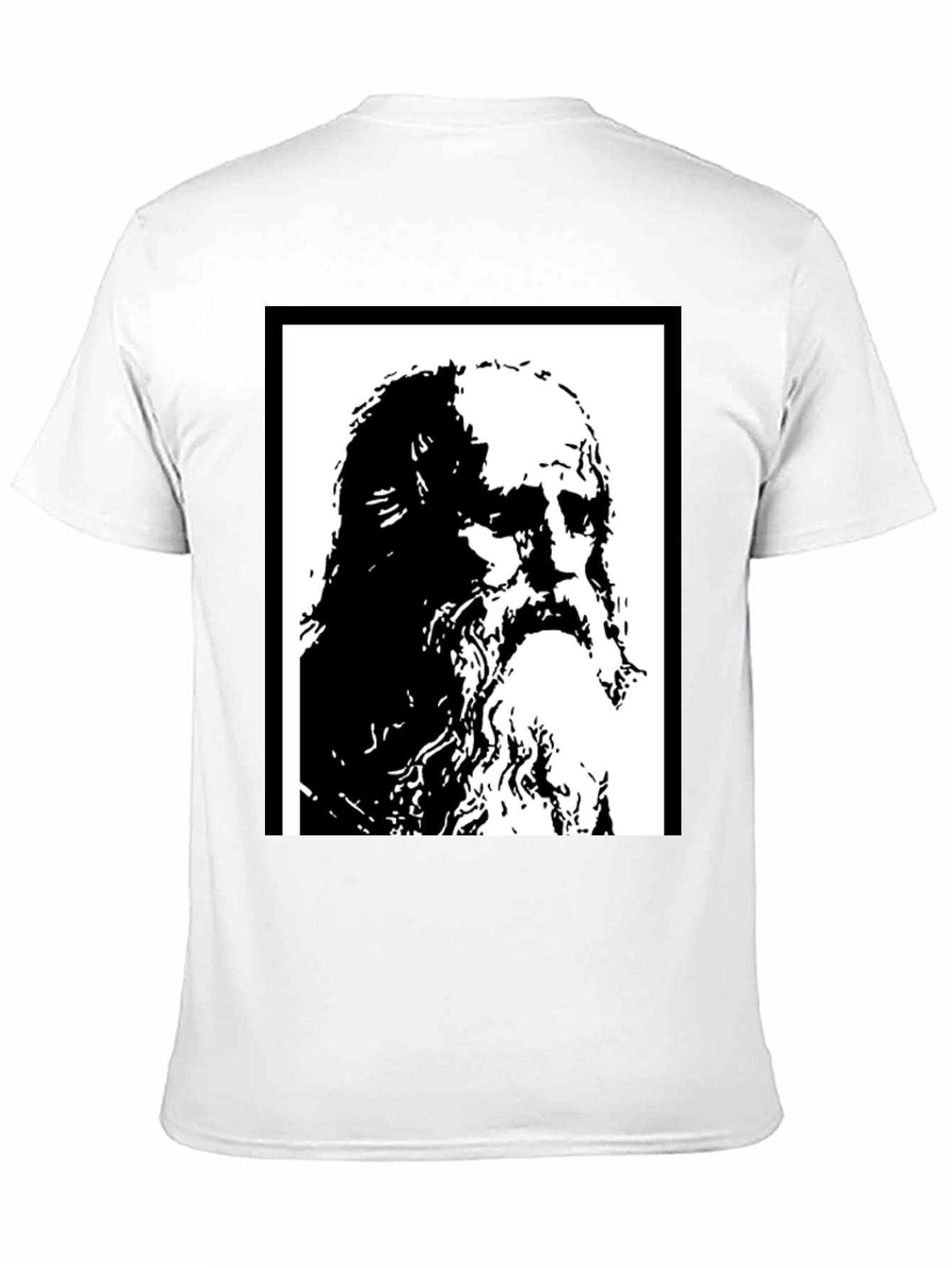 Black Black T-Shirt with Artistic Portrait Print view 11