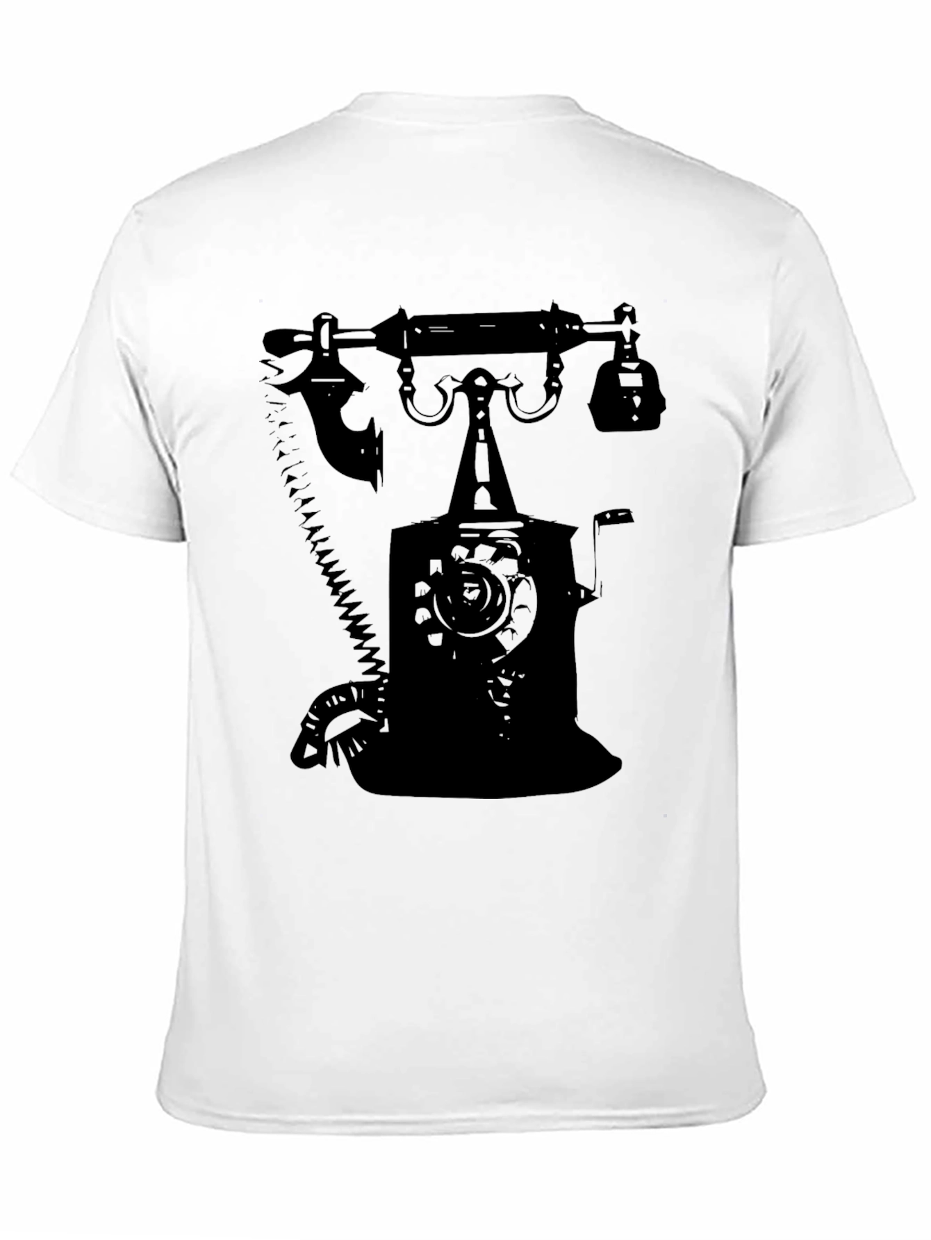 Black Retro Rotary Phone Graphic T-Shirt - Classic Design view 11