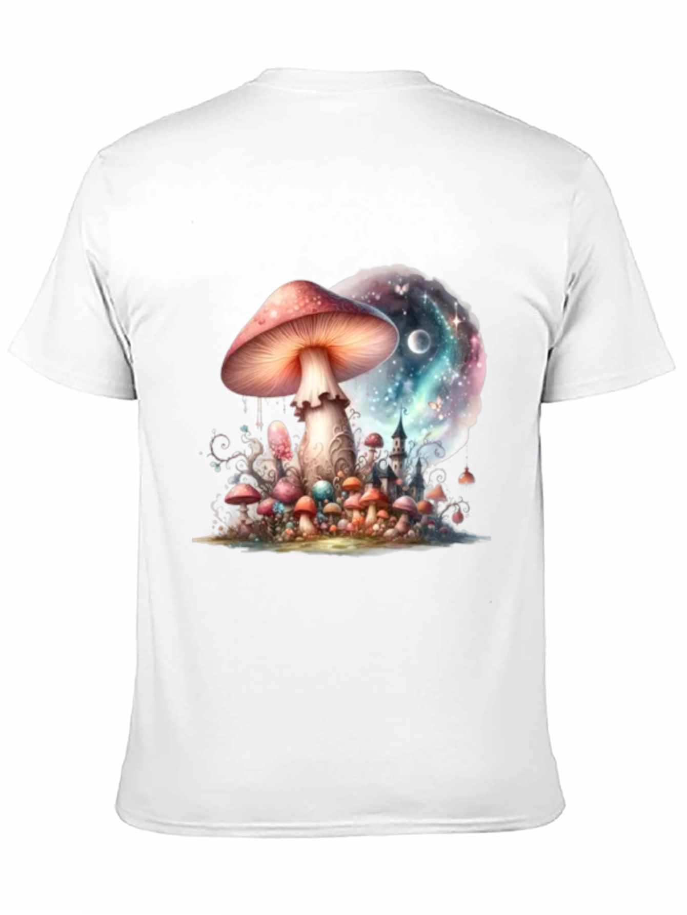 Black Mushroom Galaxy Graphic Tee - Fantasy Design view 11