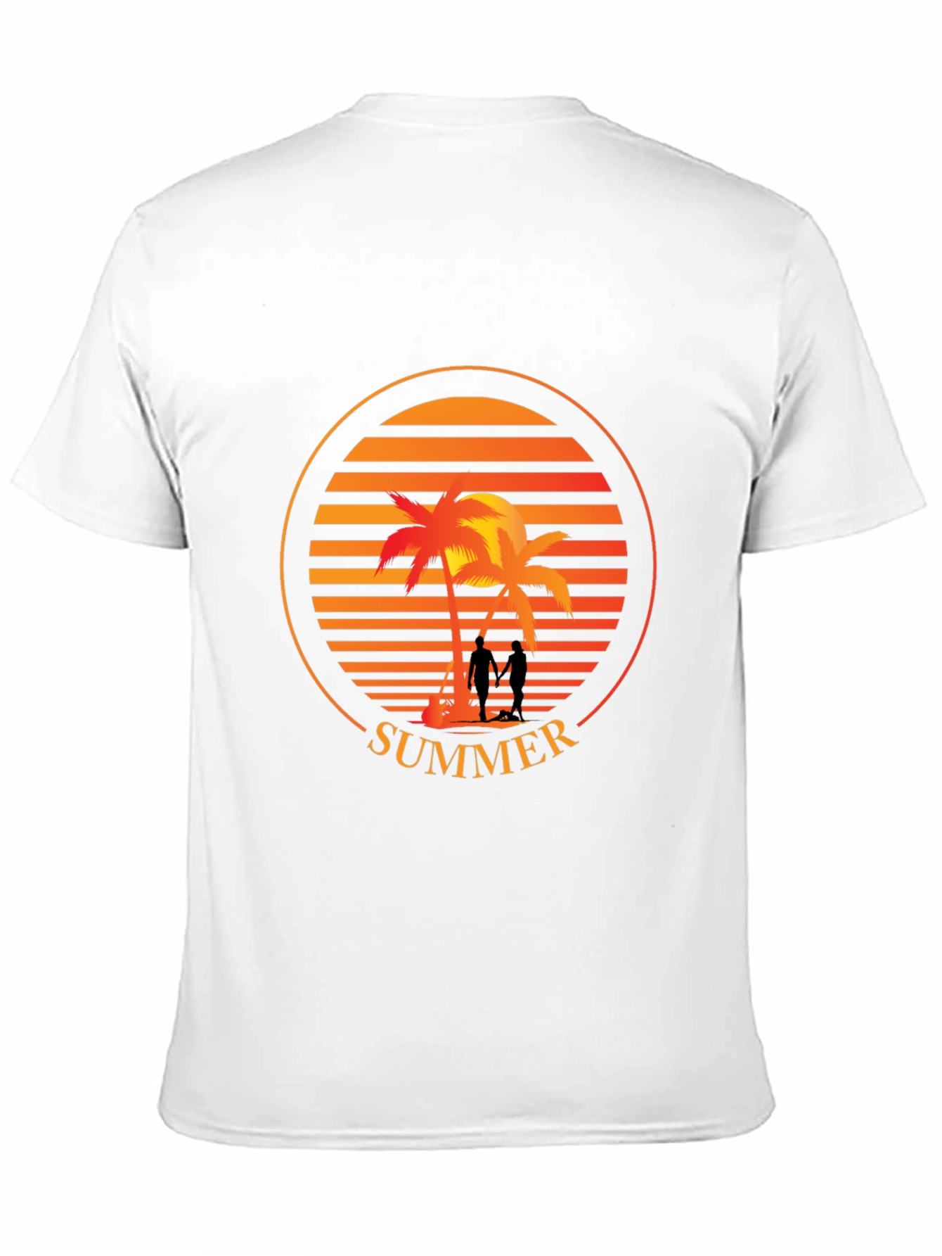 Black Summer Palm Tree Sunset Graphic T-Shirt view 11