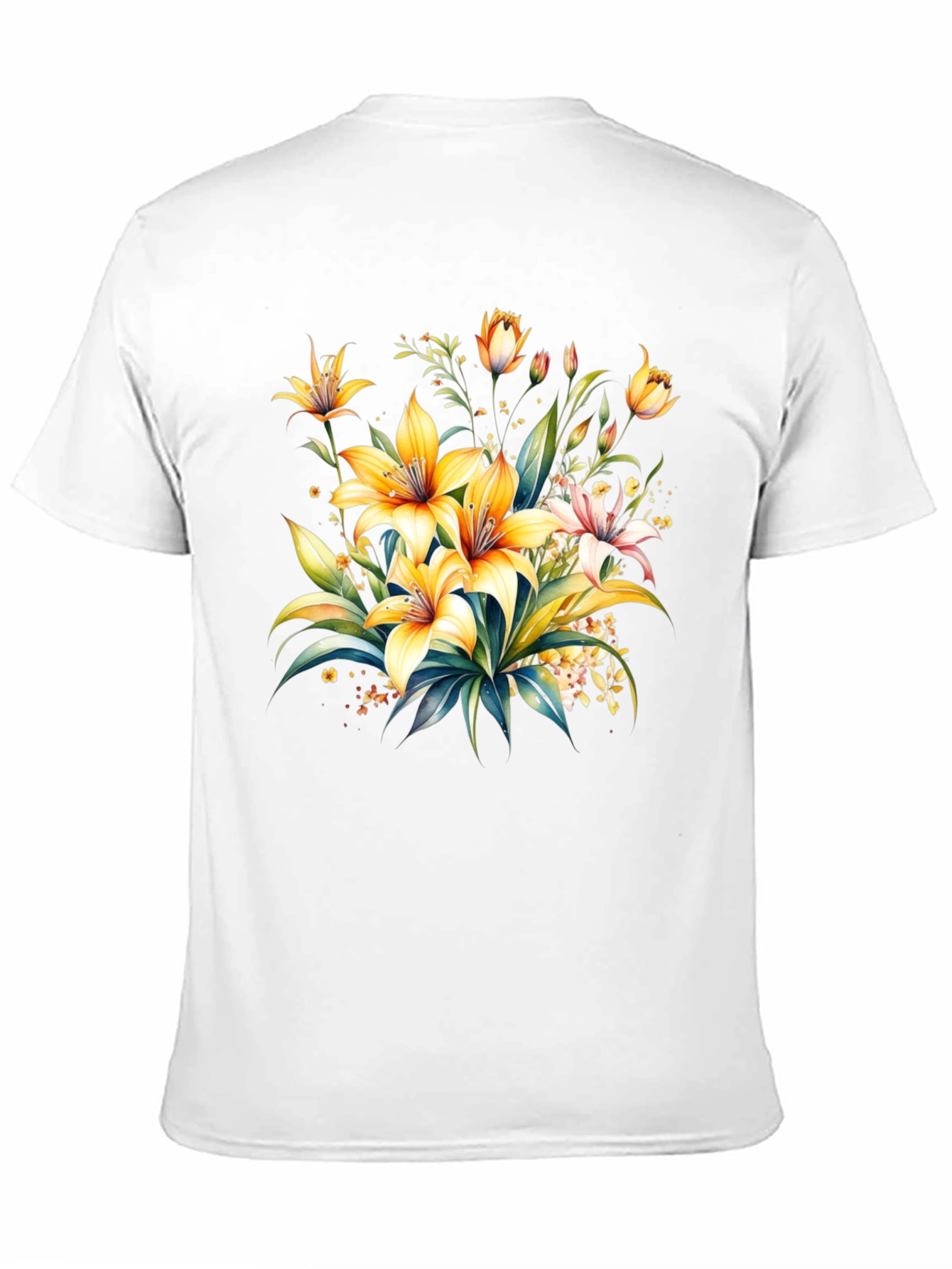Black Floral Lily Graphic Tee - Black Cotton T-Shirt view 11