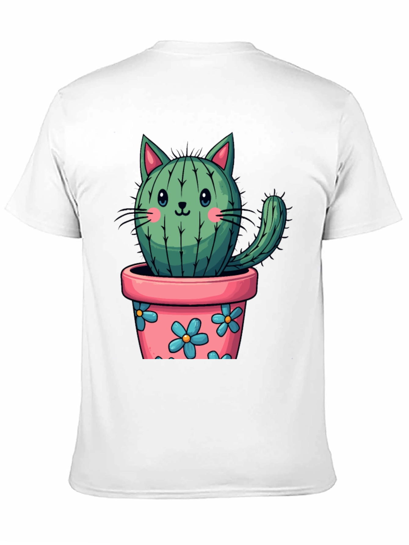 Black Cactus Cat T-Shirt - Potted Plant Kitten Tee view 11