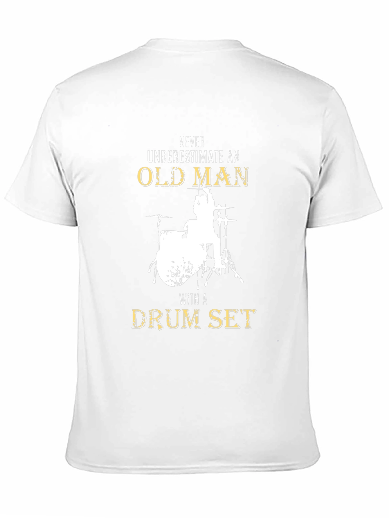 Black Old Man Drum Set T-Shirt - Black Graphic Tee view 11