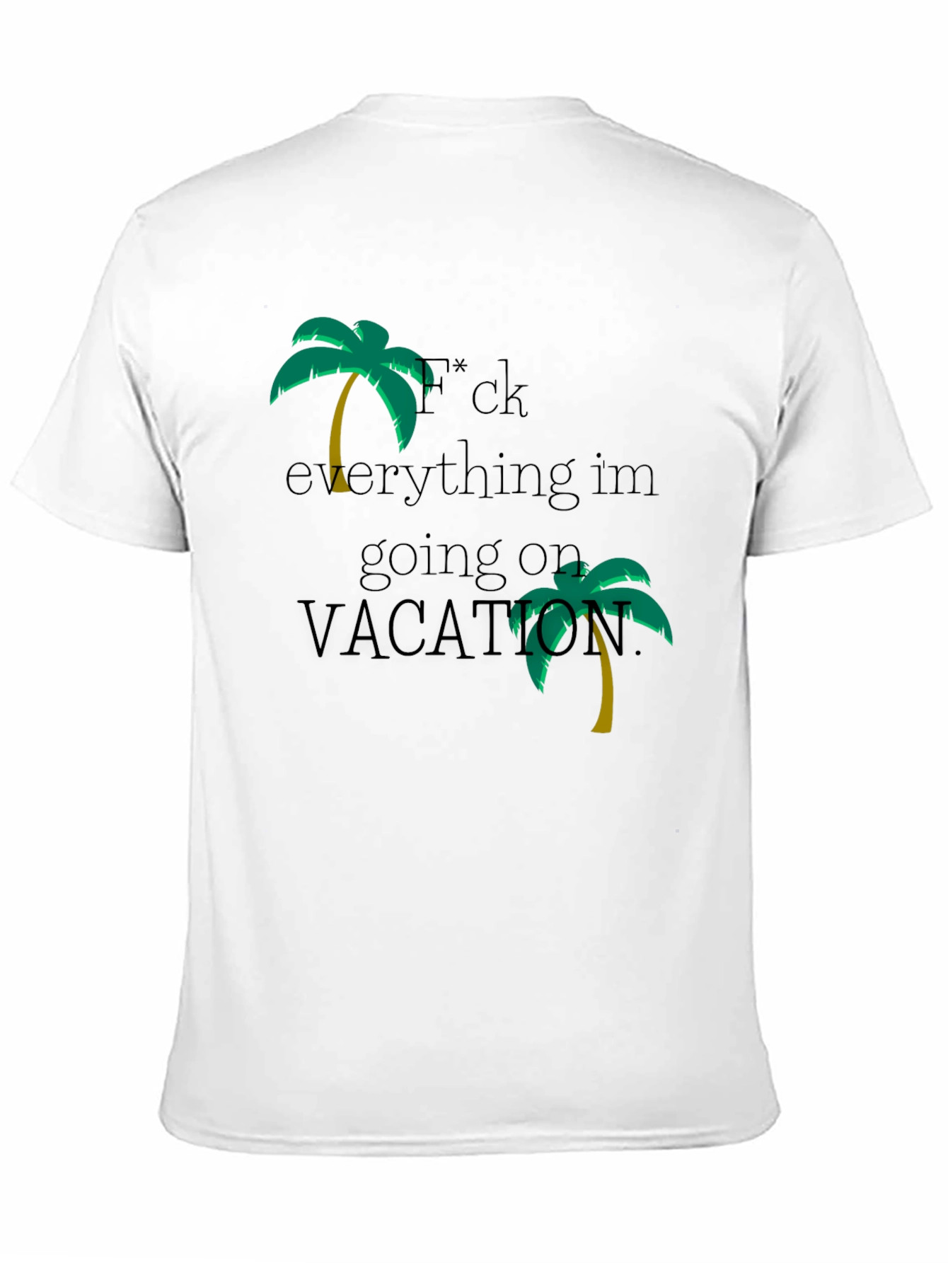 Black Vacation Mode Black T-Shirt - Palm Tree Design view 11