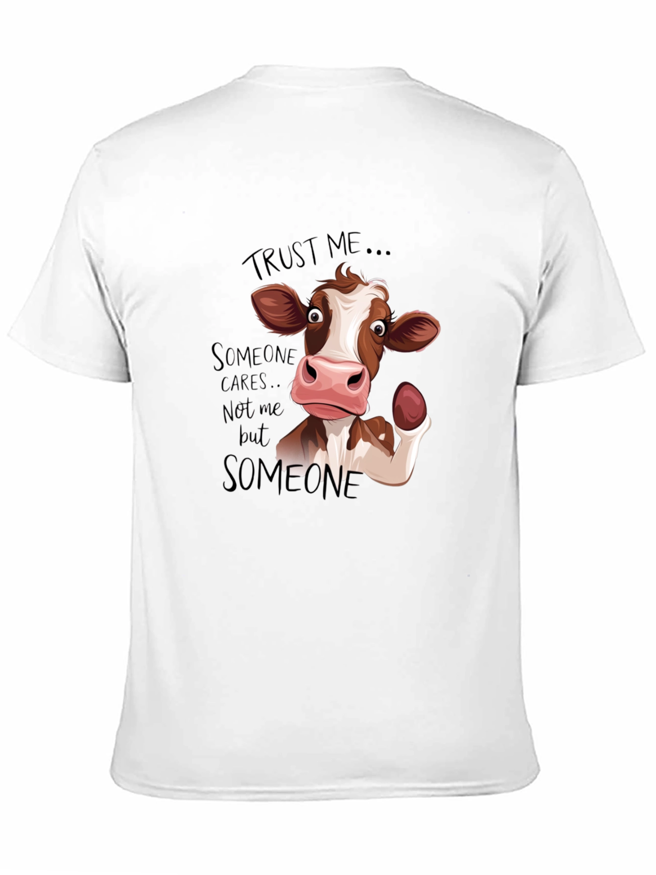 Black Trust Me, Someone Cares Cow Graphic Tee view 11