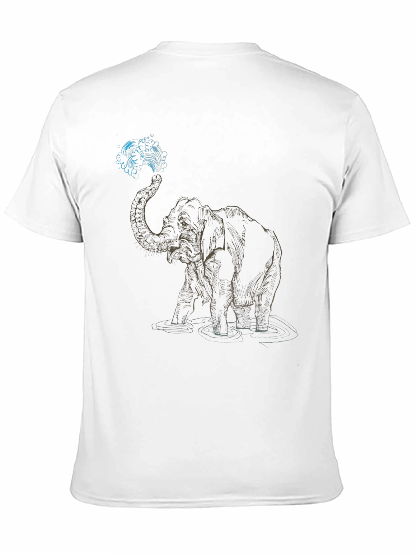 Black Elephant Water Art Graphic T-Shirt view 11